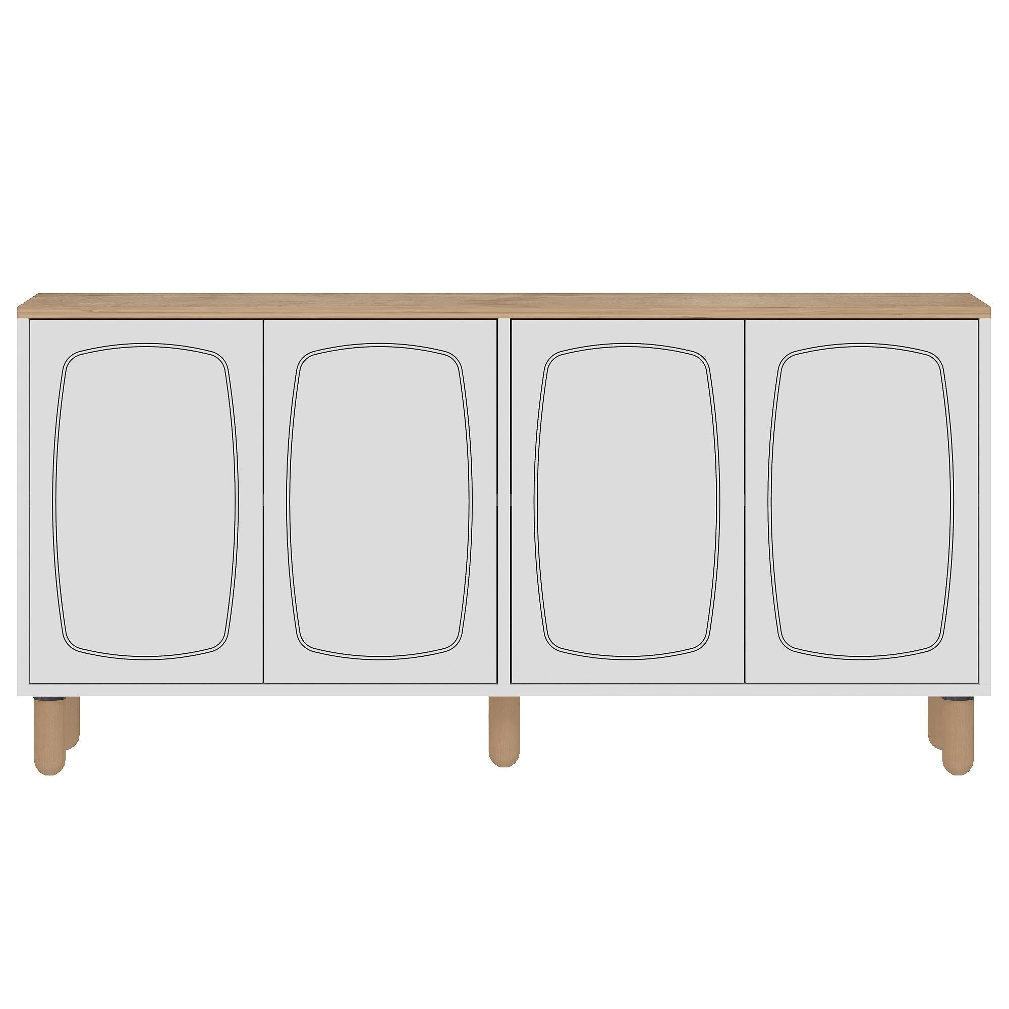 Aparador – 150 cm x 73 cm x 36 cm – Carvalho Safira e Branco – Aglomerado revestido de melamina