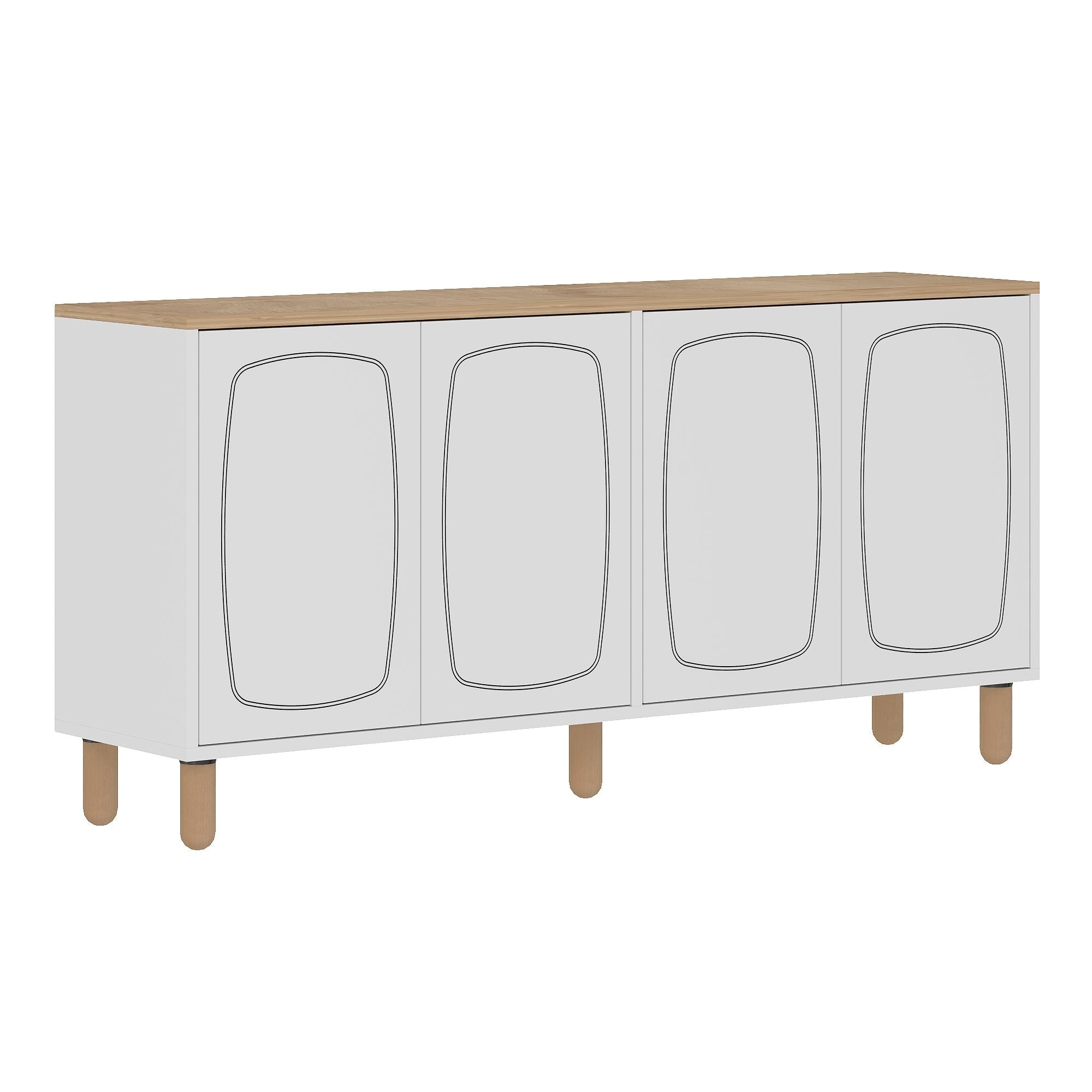 Aparador – 150 cm x 73 cm x 36 cm – Carvalho Safira e Branco – Aglomerado revestido de melamina