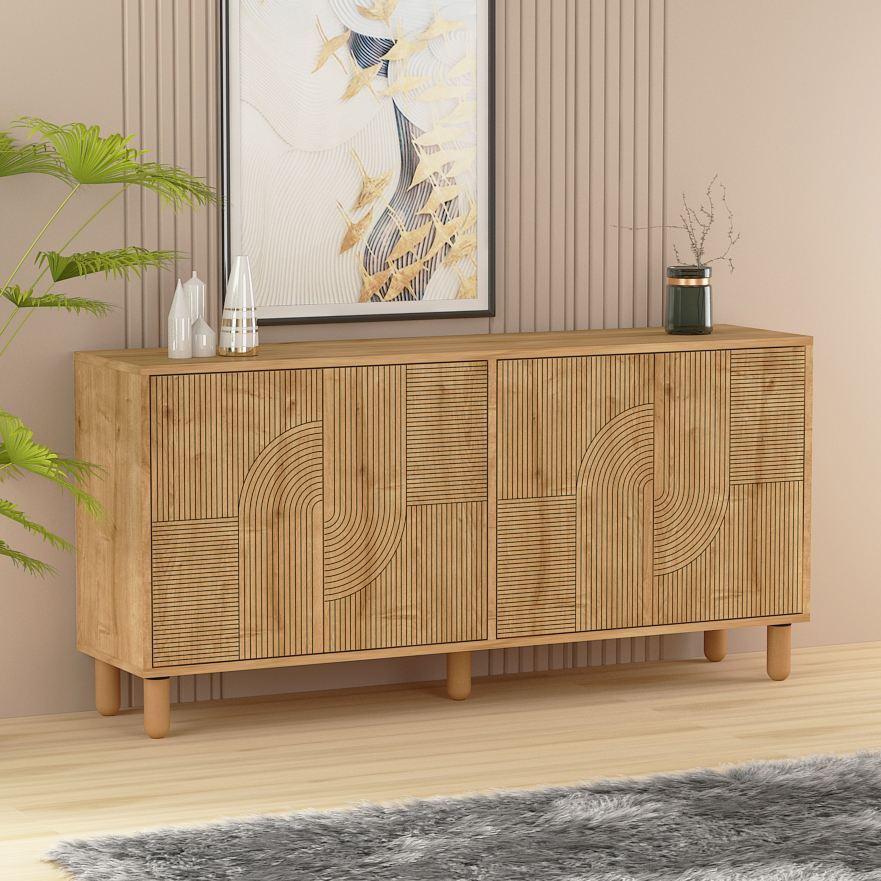 Aparador – 150 cm x 73 cm x 36 cm – Carvalho Safira – Aglomerado revestido de melamina