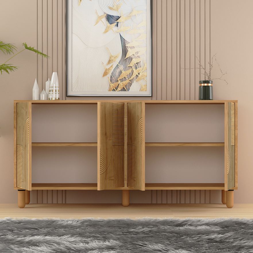 Aparador – 150 cm x 73 cm x 36 cm – Carvalho Safira – Aglomerado revestido de melamina