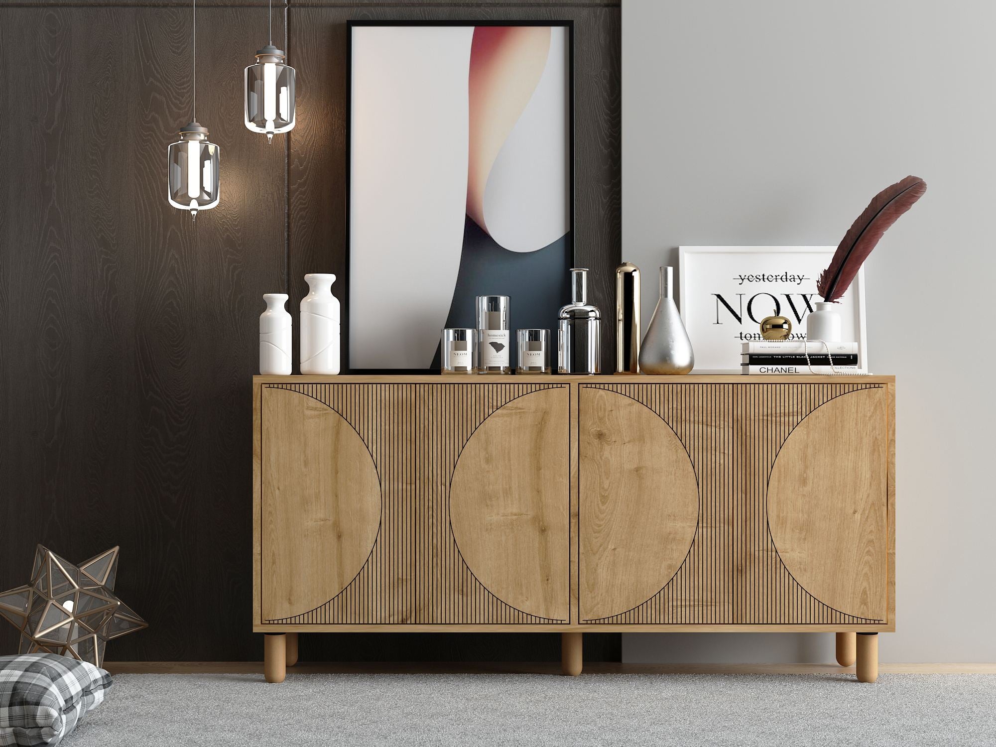 Aparador – 150 cm x 73 cm x 36 cm – Carvalho Safira – Aglomerado revestido de melamina