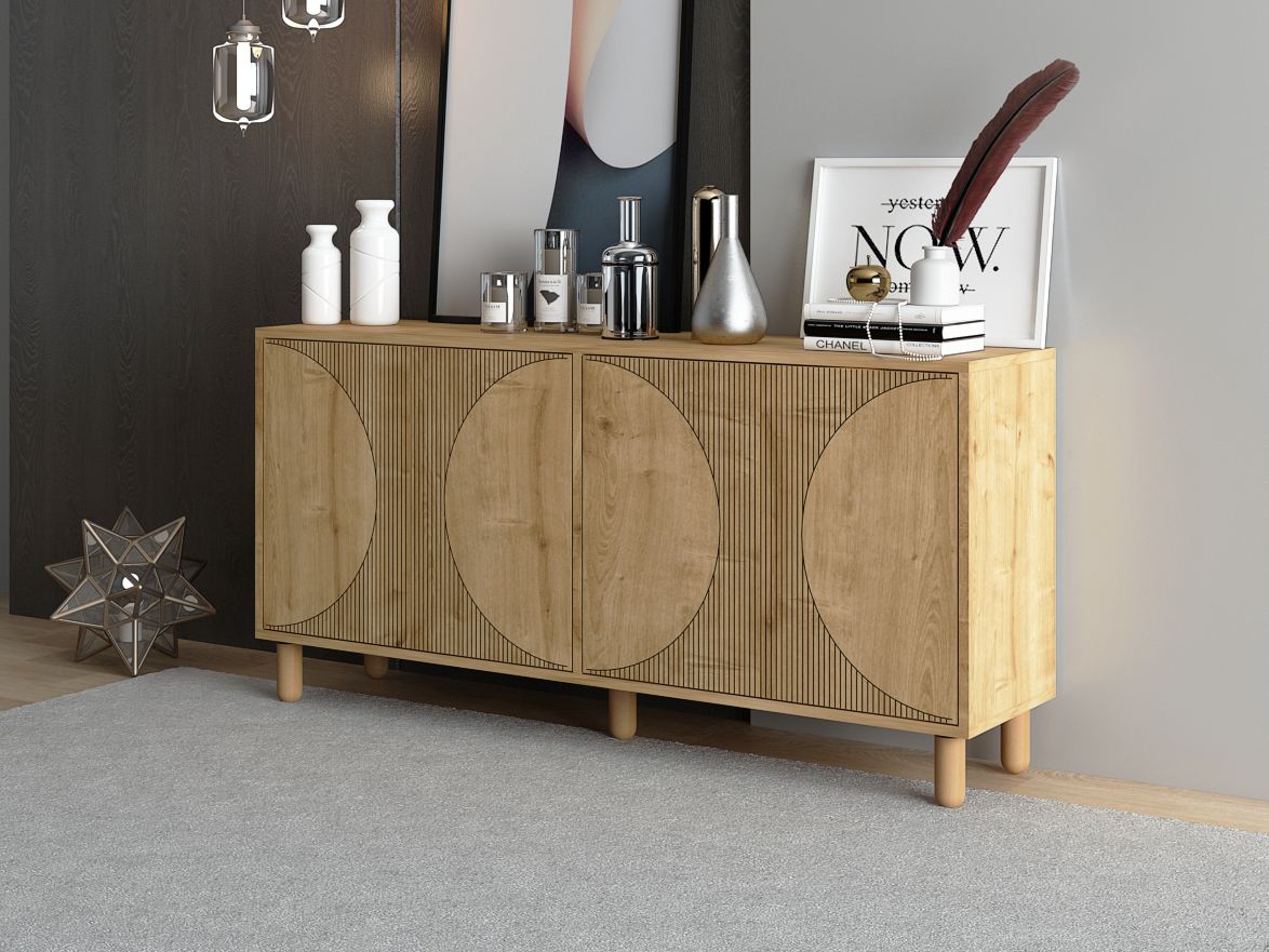 Aparador – 150 cm x 73 cm x 36 cm – Carvalho Safira – Aglomerado revestido de melamina