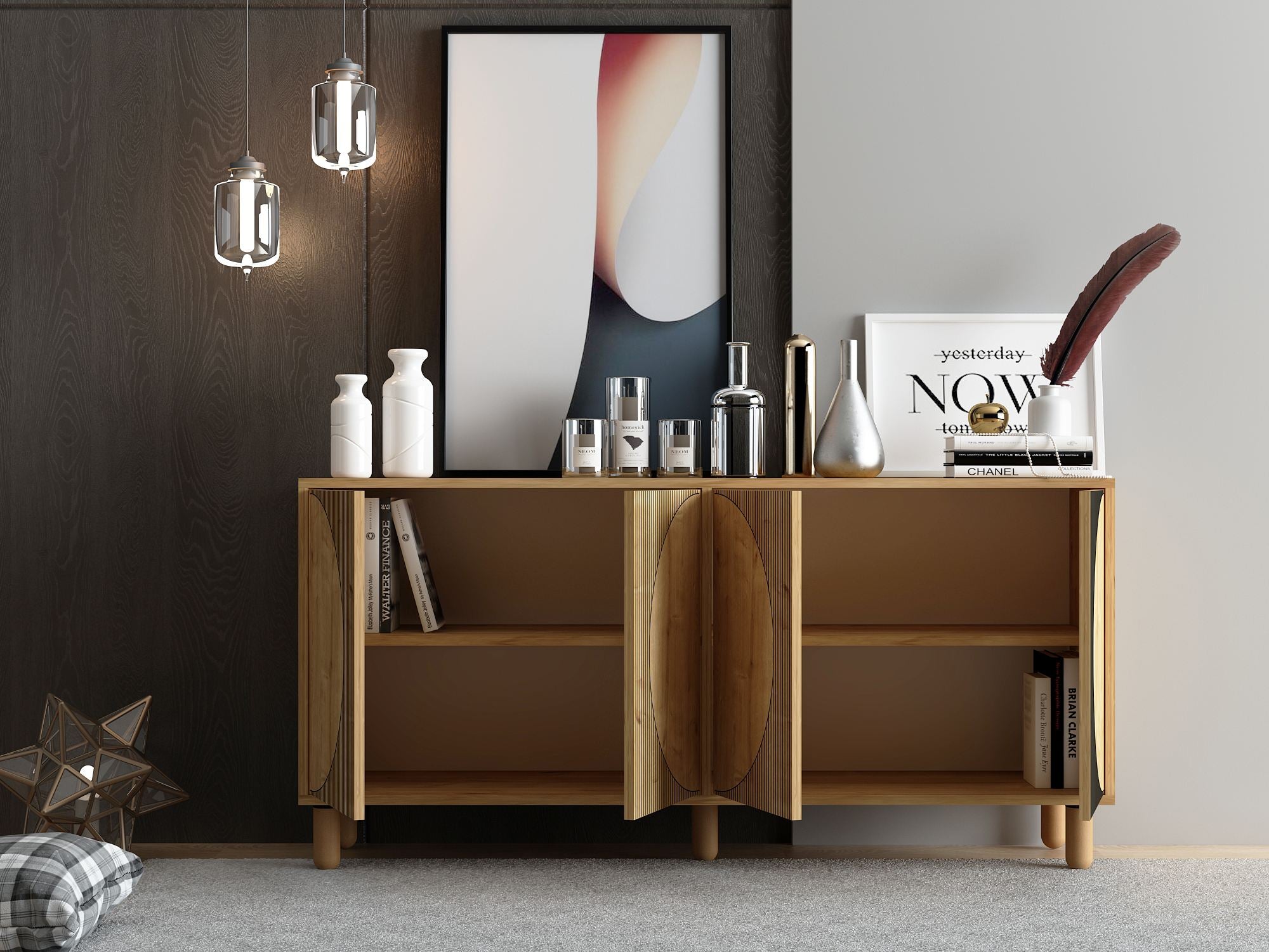 Aparador – 150 cm x 73 cm x 36 cm – Carvalho Safira – Aglomerado revestido de melamina