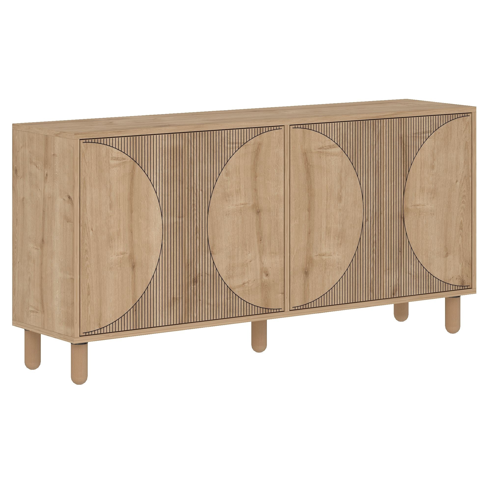 Aparador – 150 cm x 73 cm x 36 cm – Carvalho Safira – Aglomerado revestido de melamina
