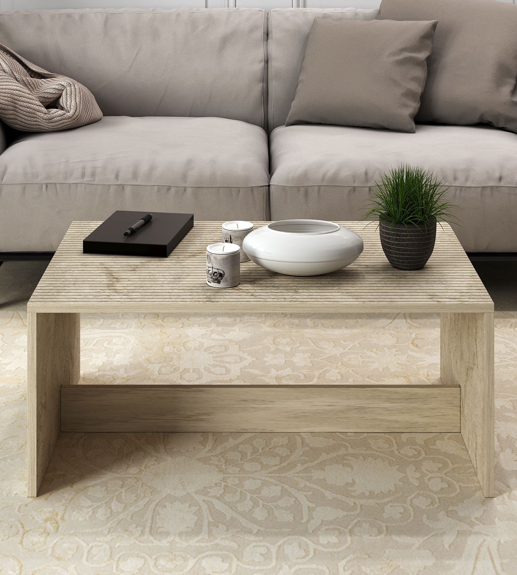 Mesa de Centro – 90cm x 41,4cm x 60cm – Travertino – MDF