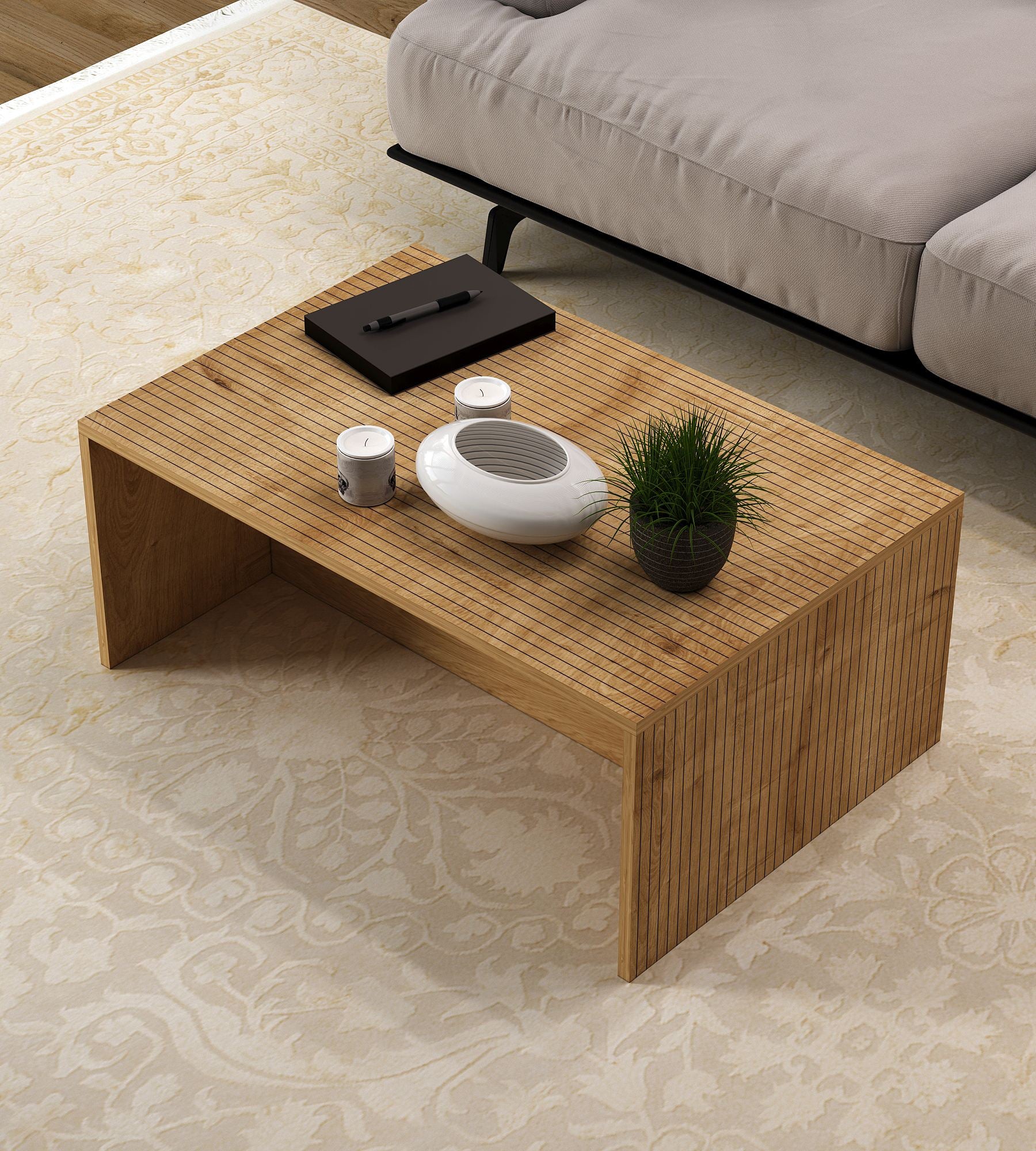 Mesa de Centro – 90 cm x 41,4 cm x 60 cm – Carvalho Safira – Aglomerado revestido de melamina