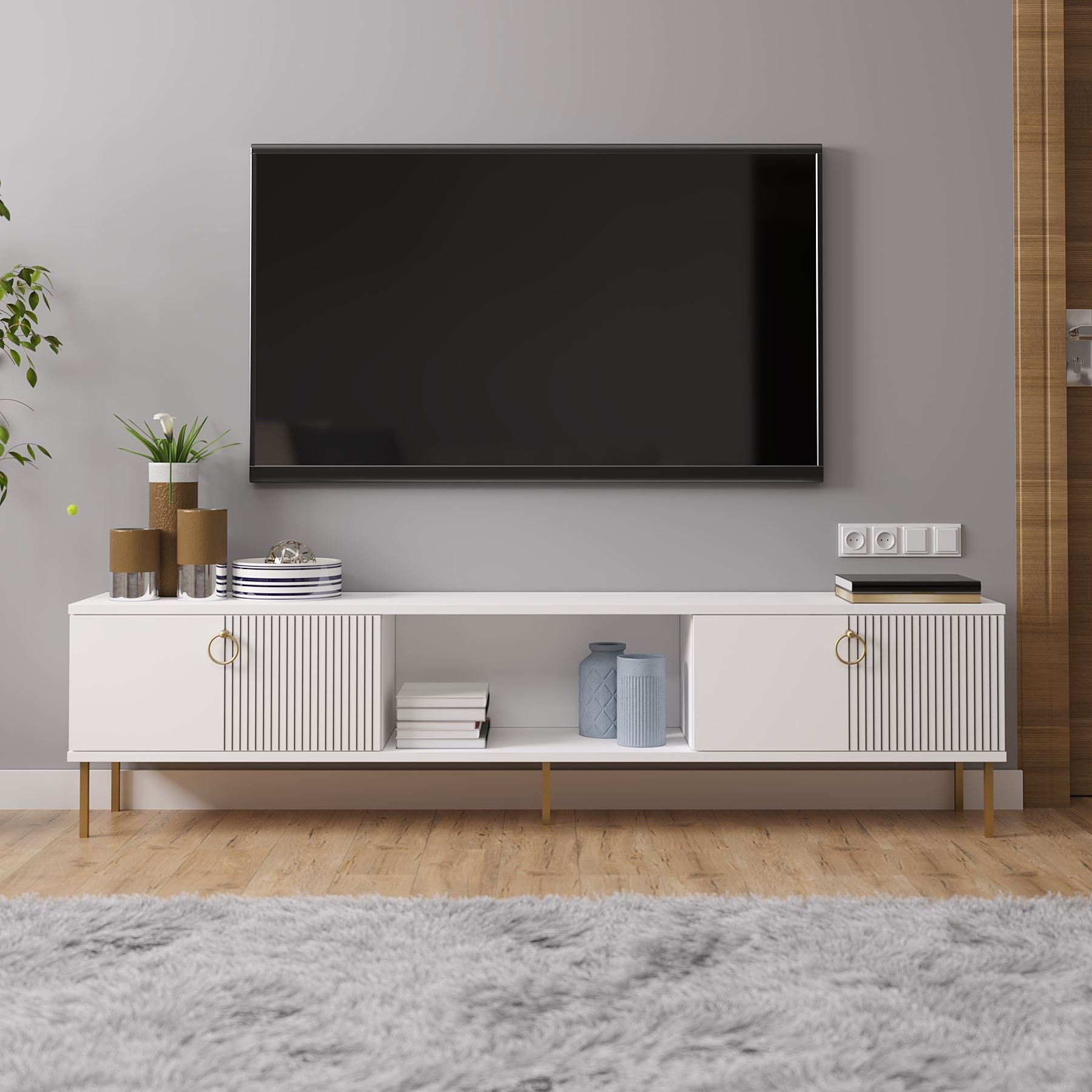 Móvel de TV – 180cm x 45cm x 30cm – Branco – MDF