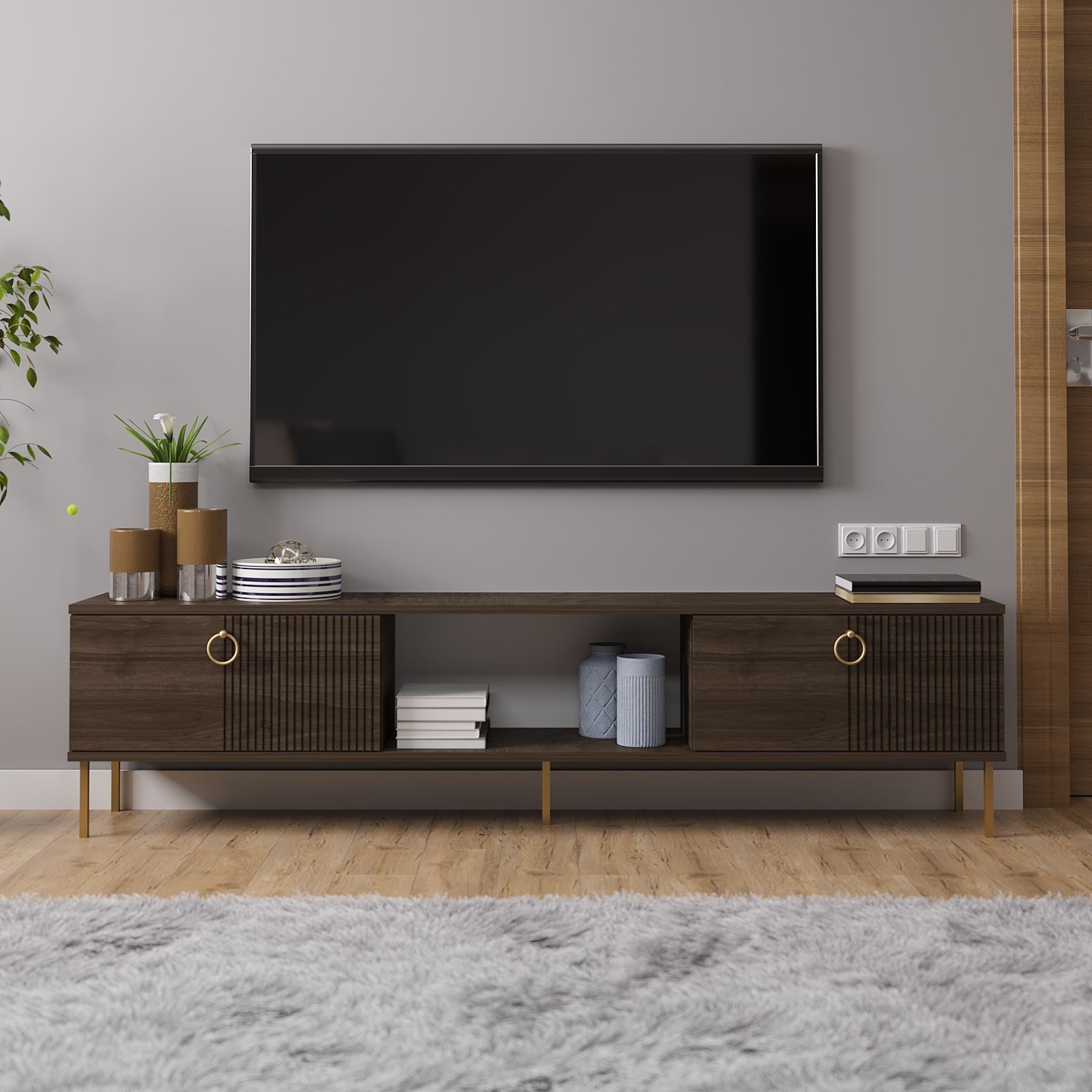 Móvel de TV – 180 cm x 45 cm x 30 cm – Nogueira – MDF