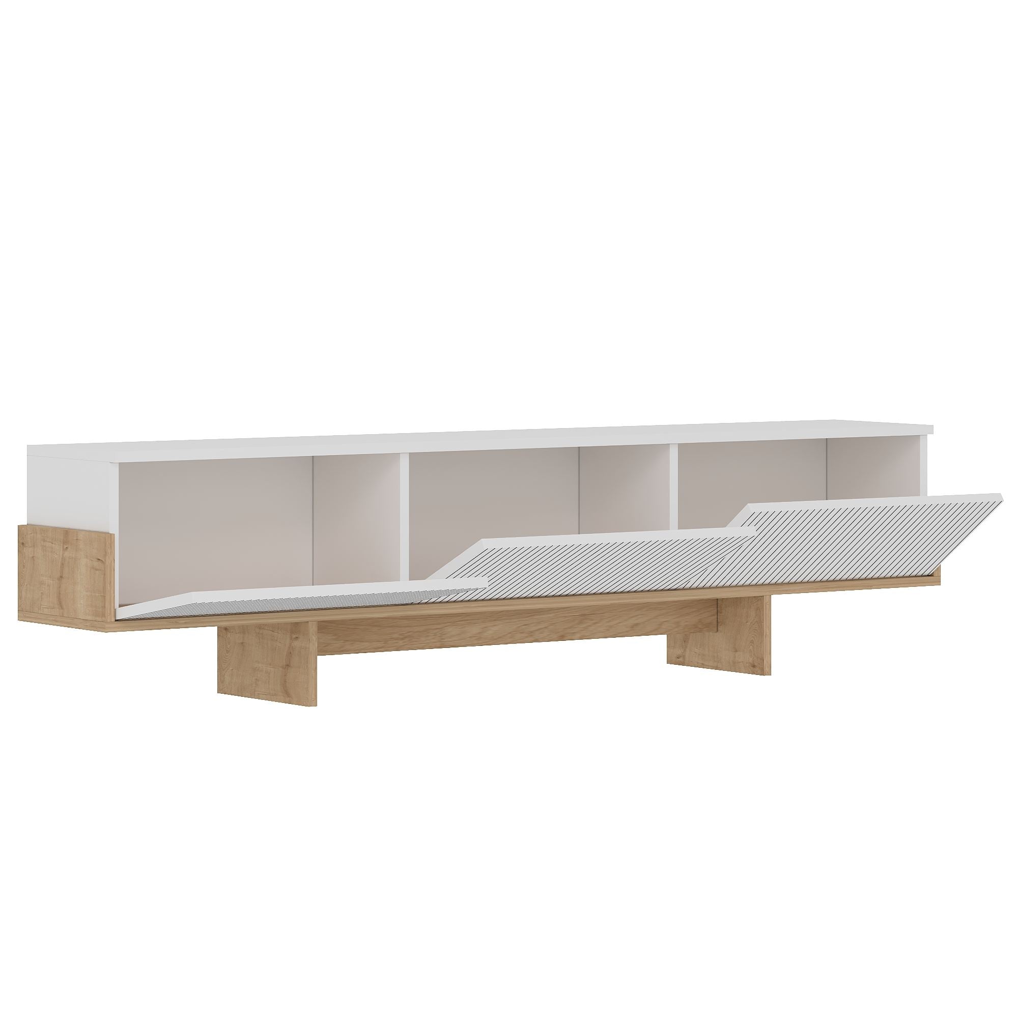 Móvel de TV – 180cm x 44.6cm x 30cm – Branco e Carvalho Safira – MDF
