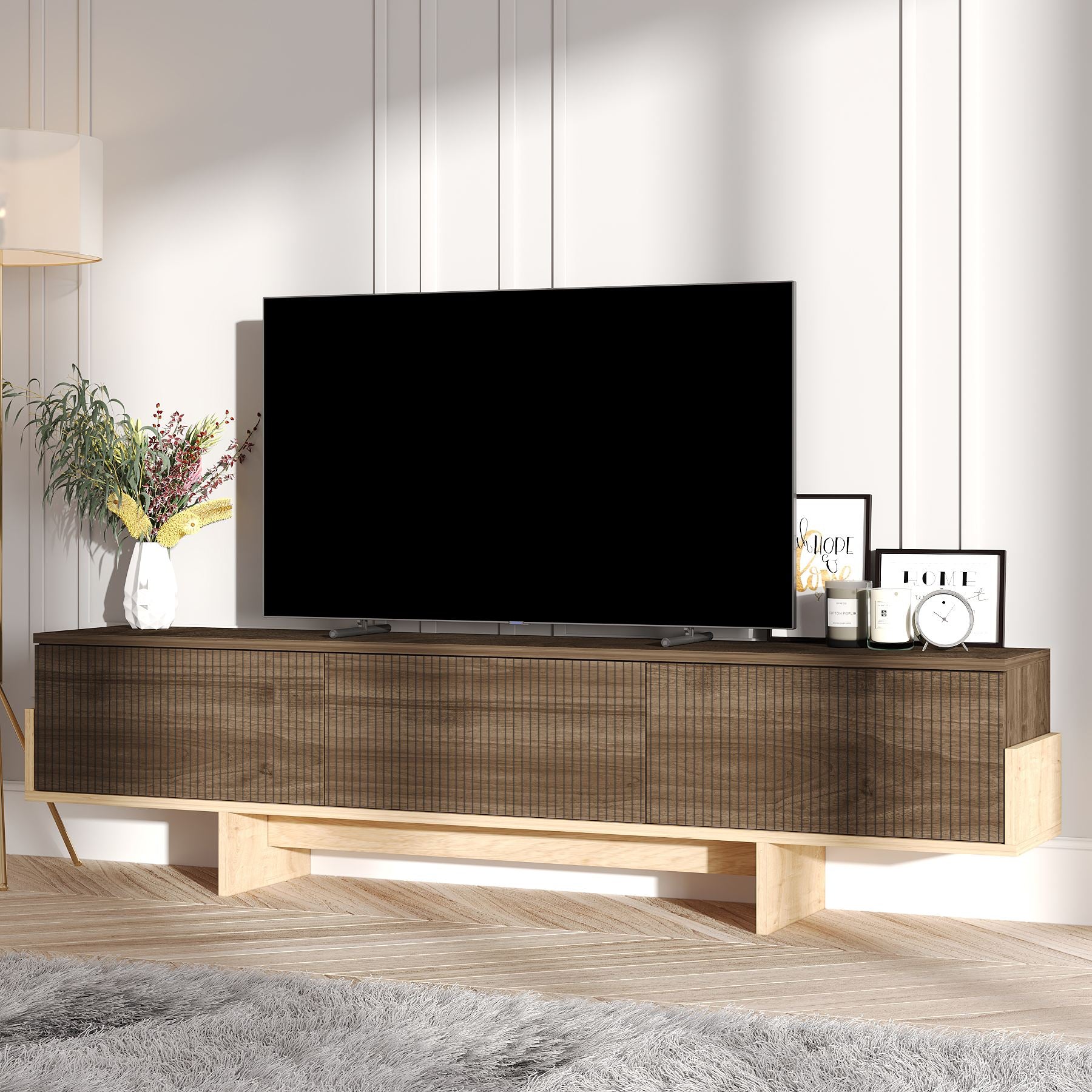 Móvel de TV – 180cm x 44,6cm x 30cm – Nogueira e Carvalho Safira – MDF