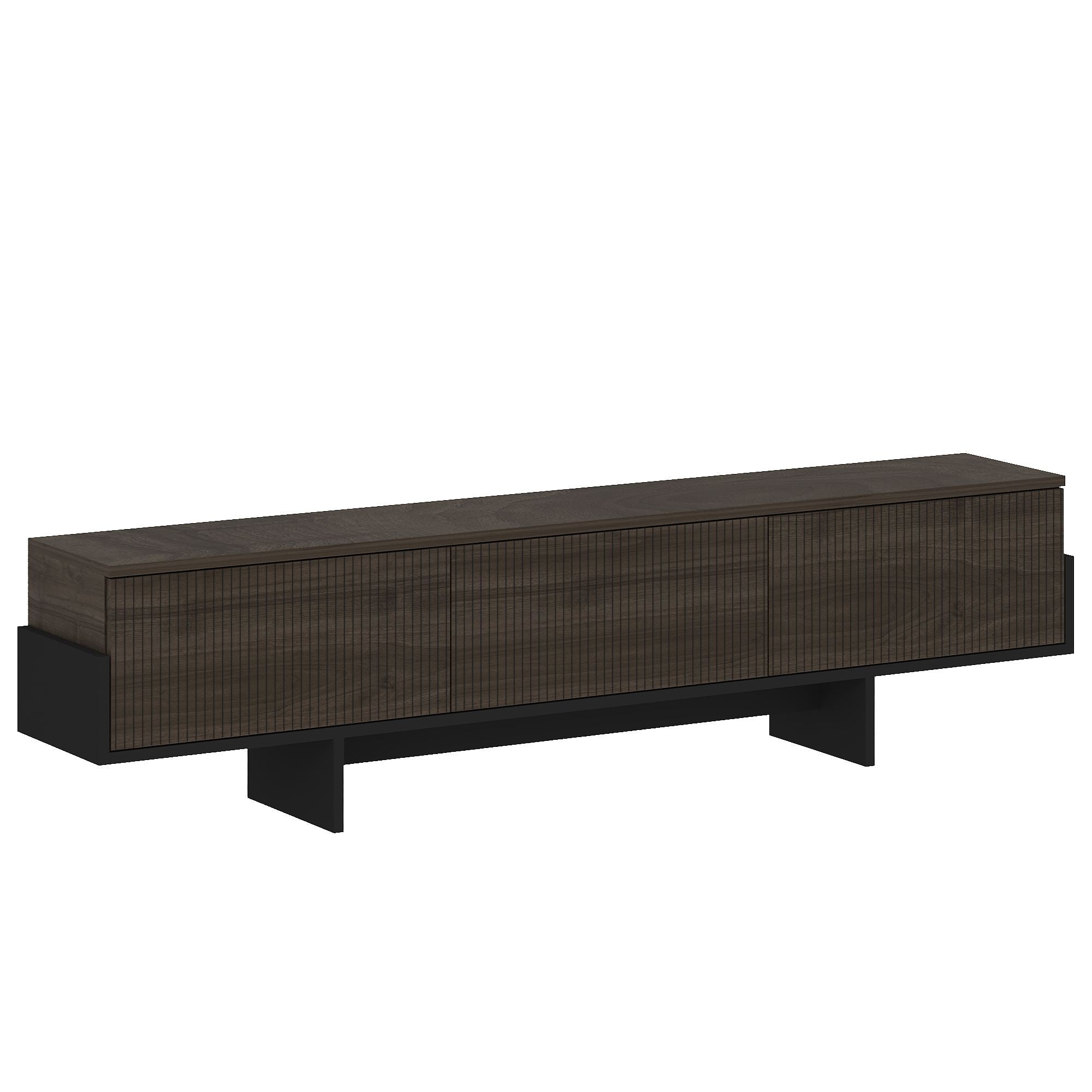 Móvel de TV – 180 cm – Nogueira e Preto – Painel de Partículas Revestido de Melamina