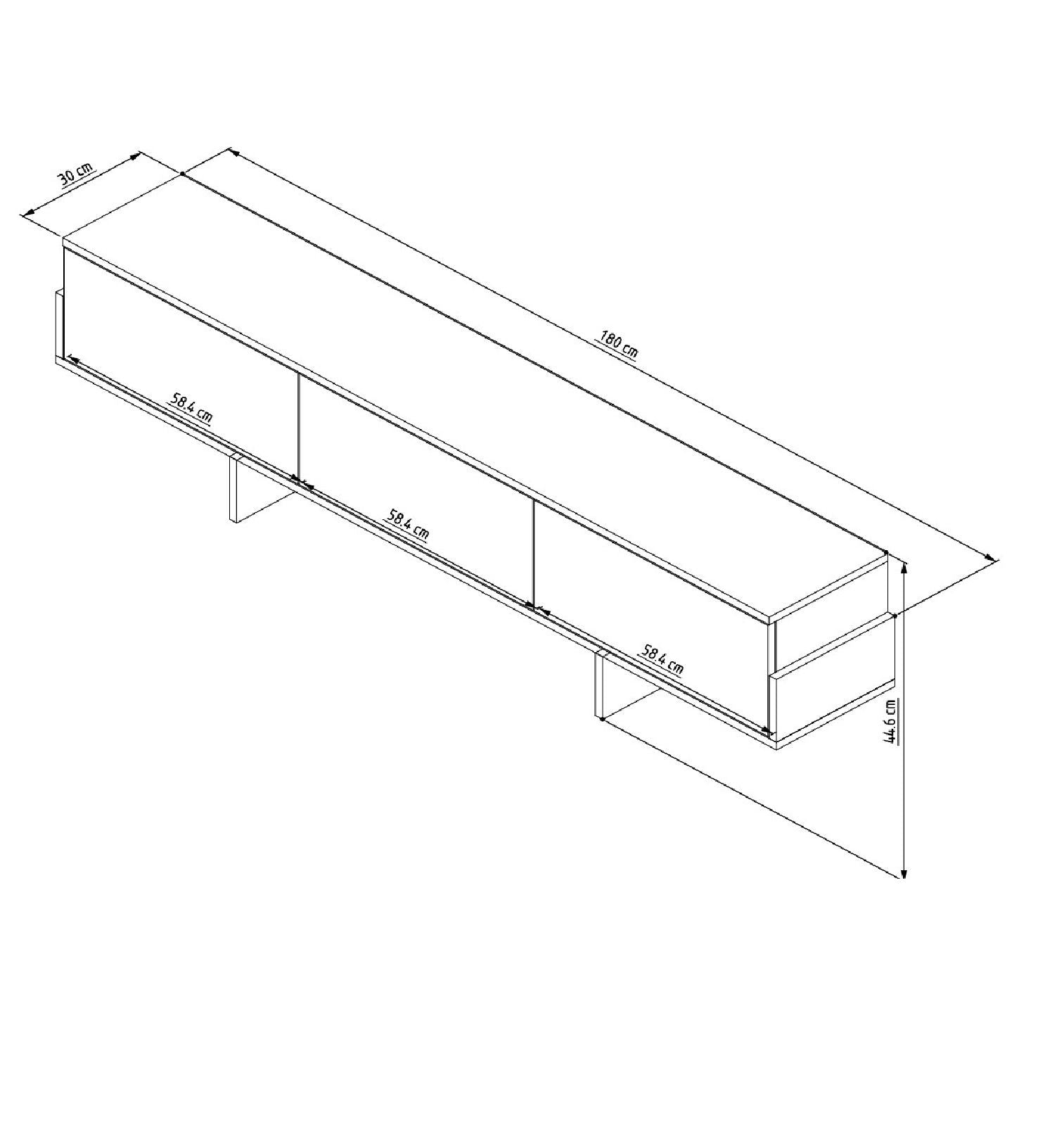Móvel de TV – 180 cm – Nogueira e Preto – Painel de Partículas Revestido de Melamina