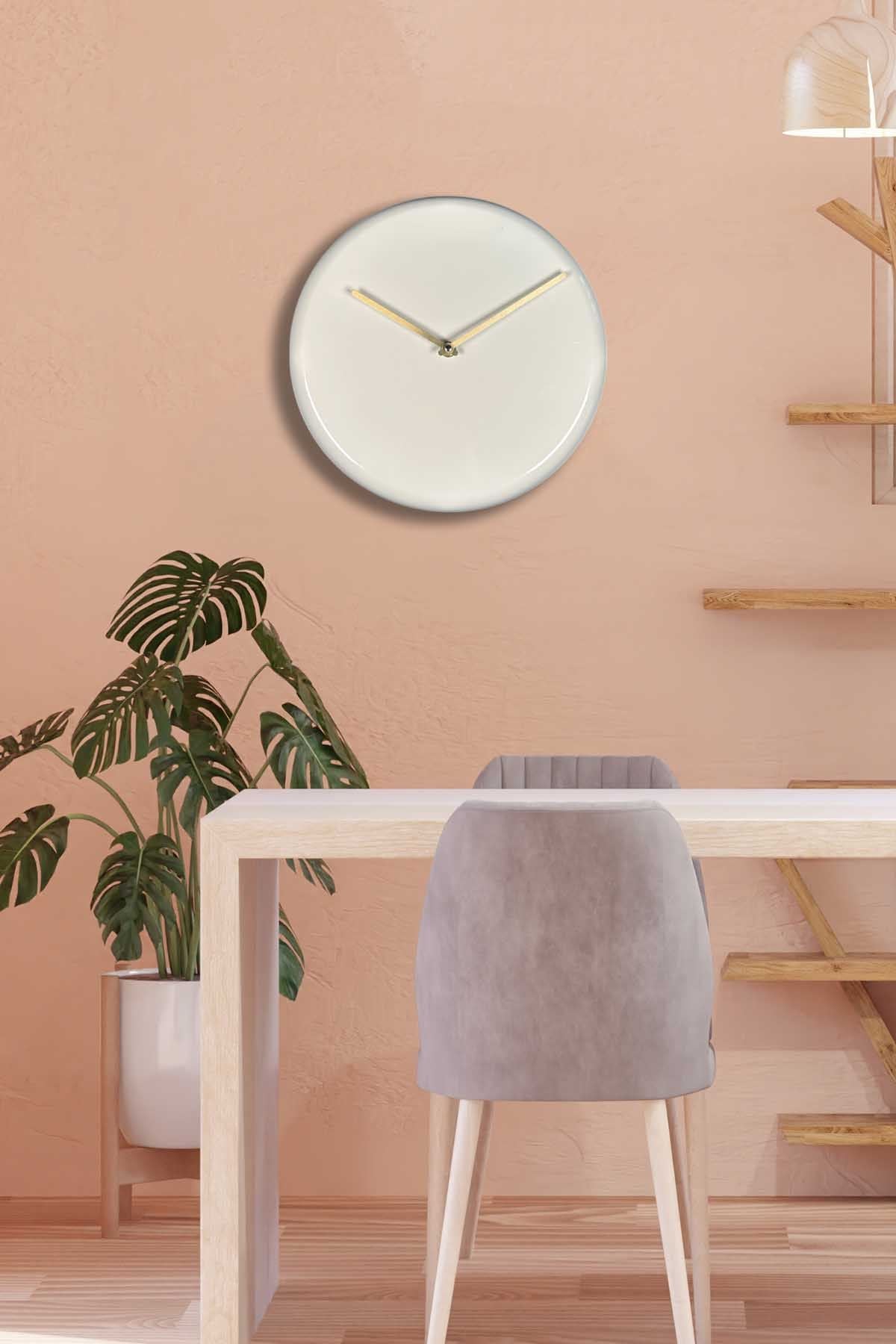 Relógio de Parede Decorativo em Alumínio 30x30 cm – Creme, Mecanismo Silencioso | 30Sivmet