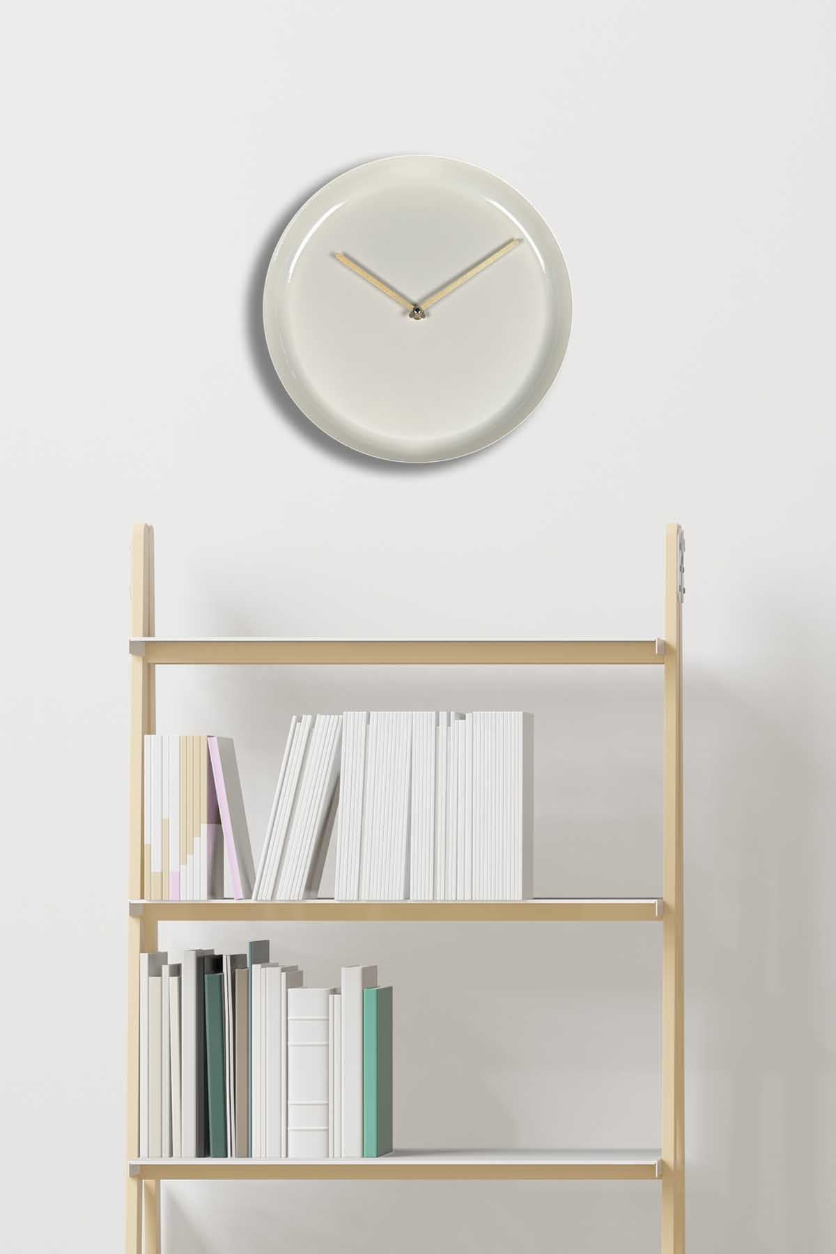 Relógio de Parede Decorativo em Alumínio 30x30 cm – Creme, Mecanismo Silencioso | 30Sivmet