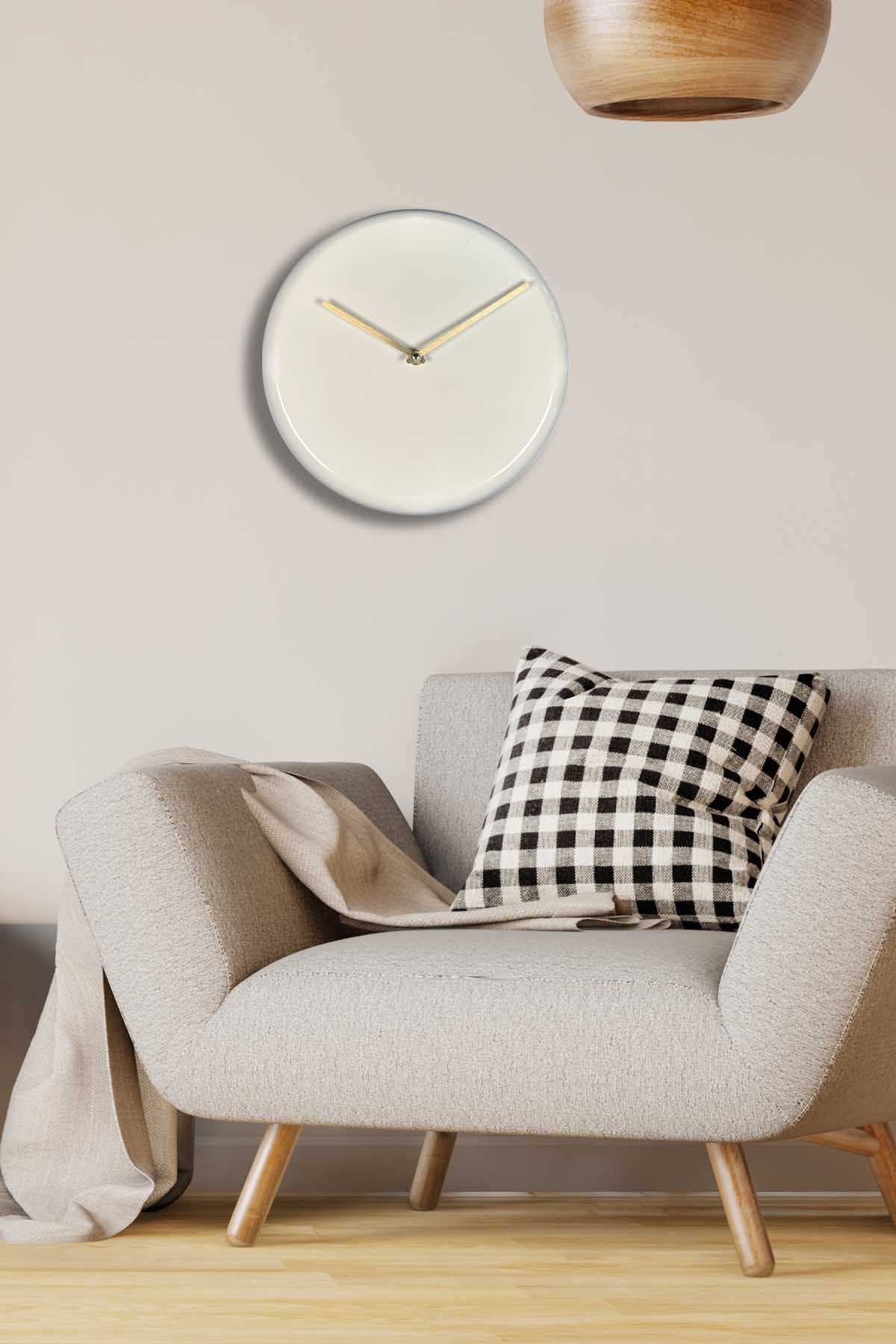 Relógio de Parede Decorativo em Alumínio 30x30 cm – Creme, Mecanismo Silencioso | 30Sivmet