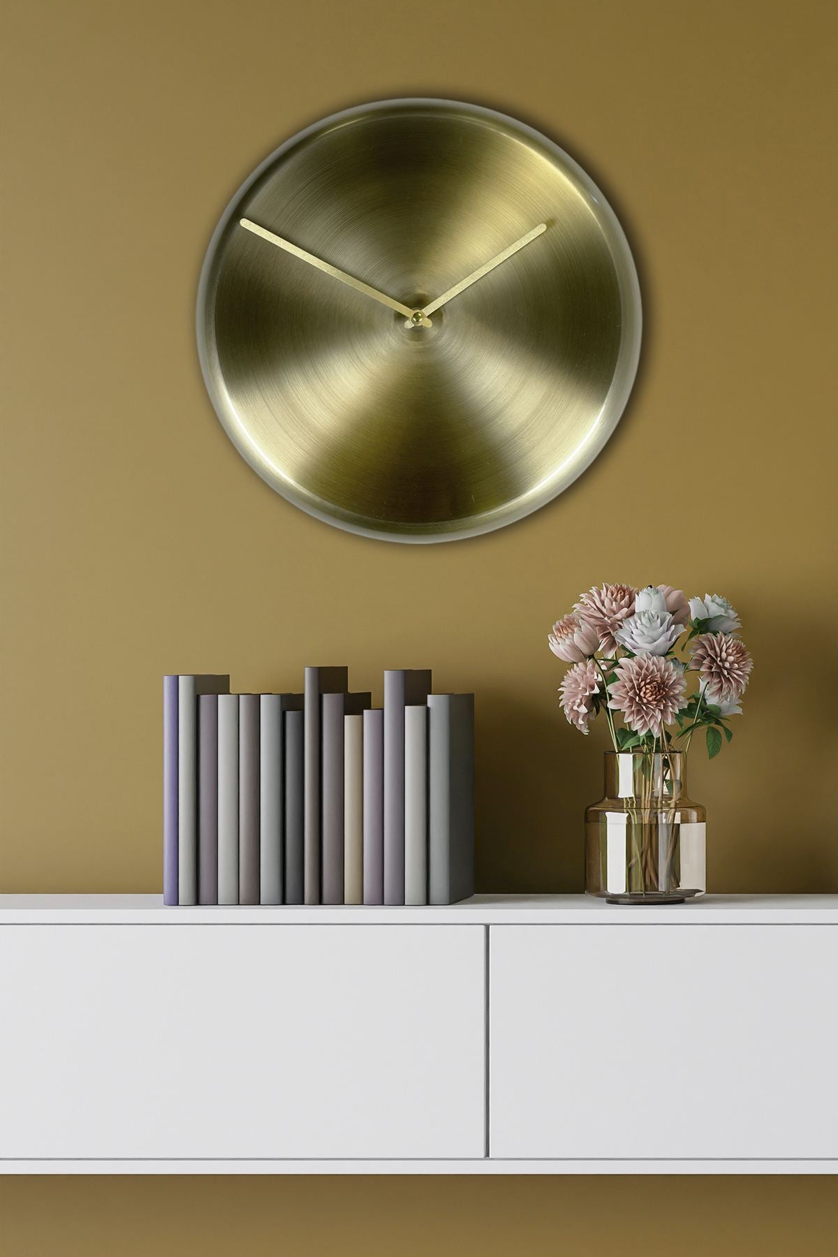 Relógio de Parede Decorativo em Alumínio 100% Dourado 30x30 cm – Mecanismo Silencioso