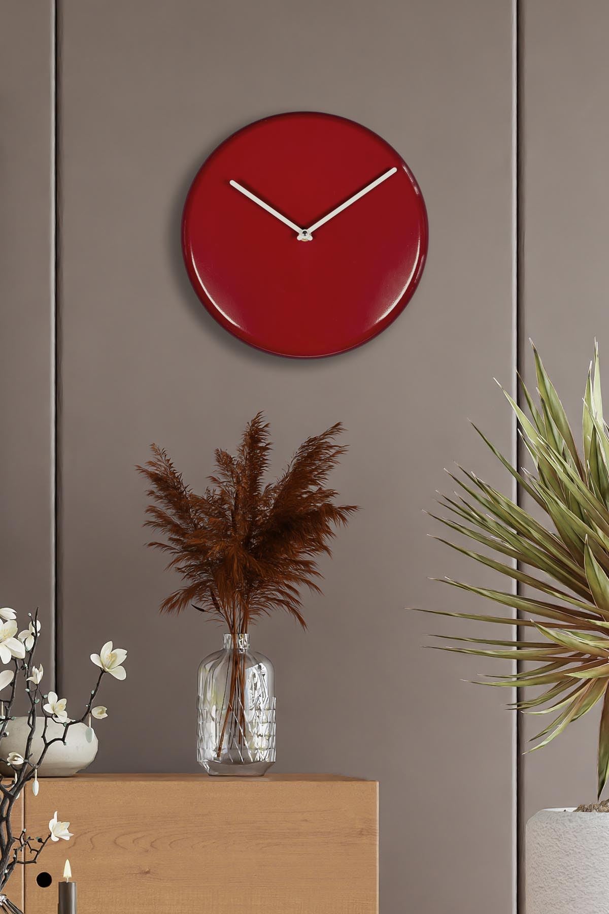 Relógio de Parede Decorativo 100% Alumínio 30x30 cm — 30Sivmet Cherry, Mecanismo Silencioso