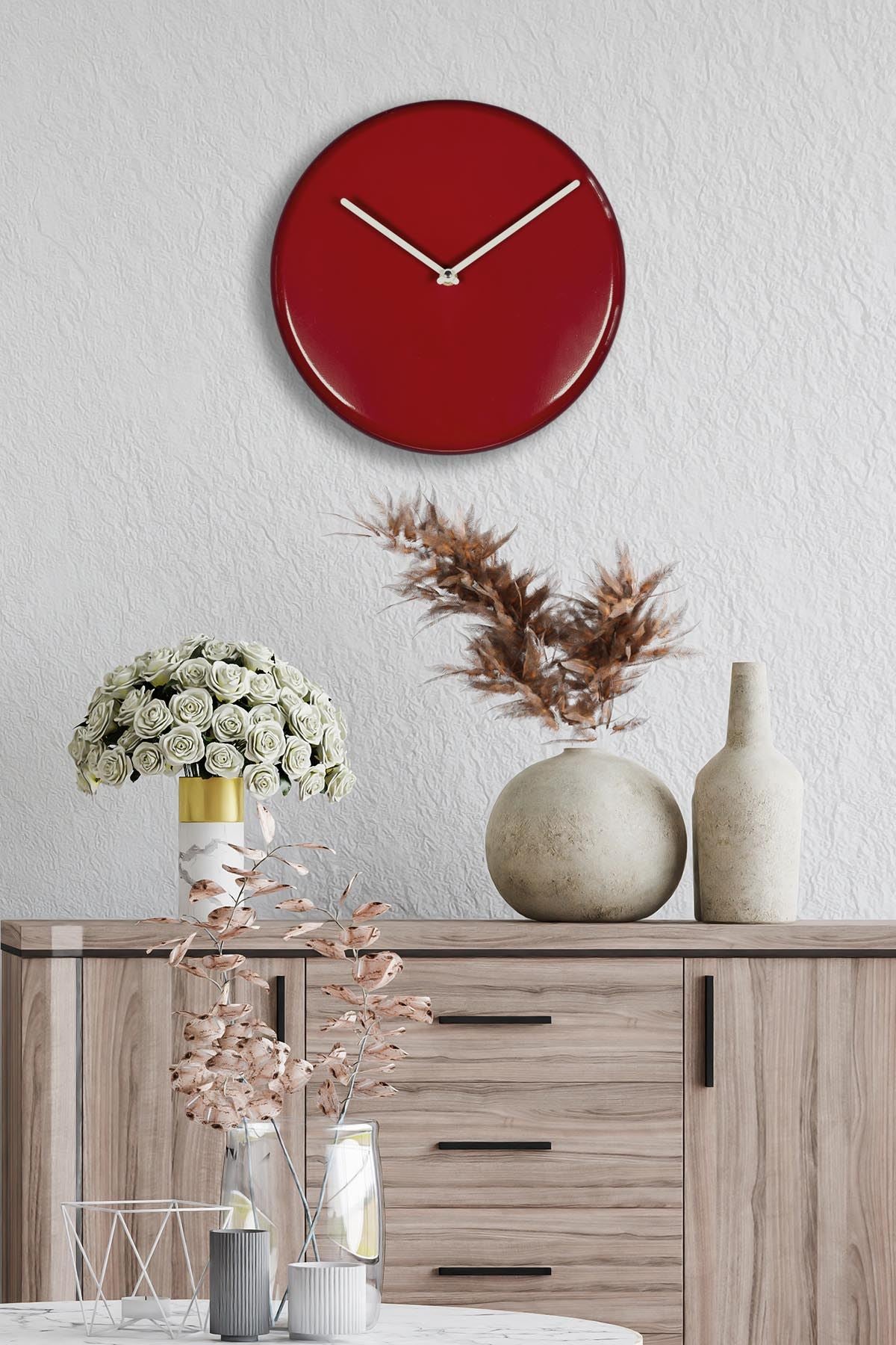 Relógio de Parede Decorativo 100% Alumínio 30x30 cm — 30Sivmet Cherry, Mecanismo Silencioso