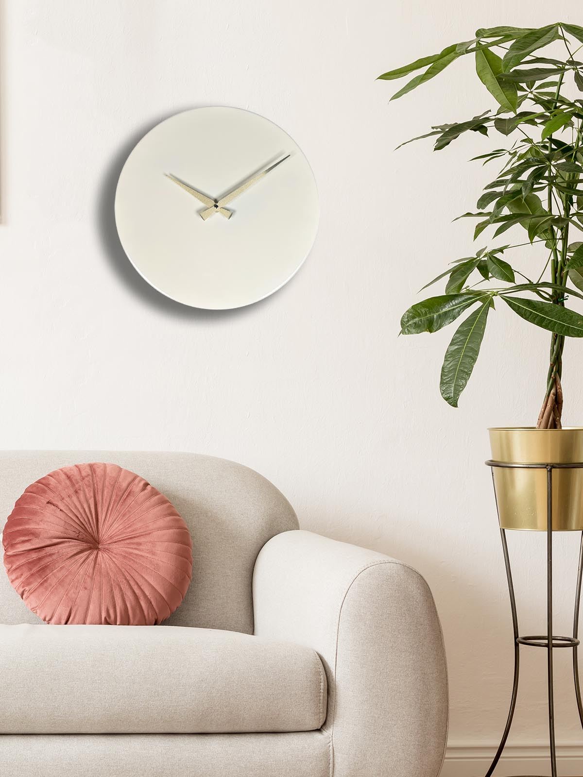 Relógio de Parede Decorativo 100% Alumínio 35x35 cm – 35Sivmet - Cream – Mecanismo Silencioso