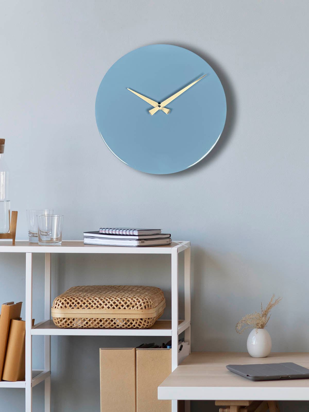 Relógio de Parede Decorativo em Alumínio 35x35 cm – 35Sivmet Azul, Mecanismo Silencioso de Varredura Contínua