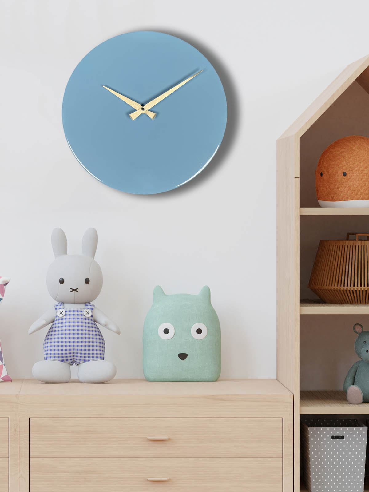 Relógio de Parede Decorativo em Alumínio 35x35 cm – 35Sivmet Azul, Mecanismo Silencioso de Varredura Contínua