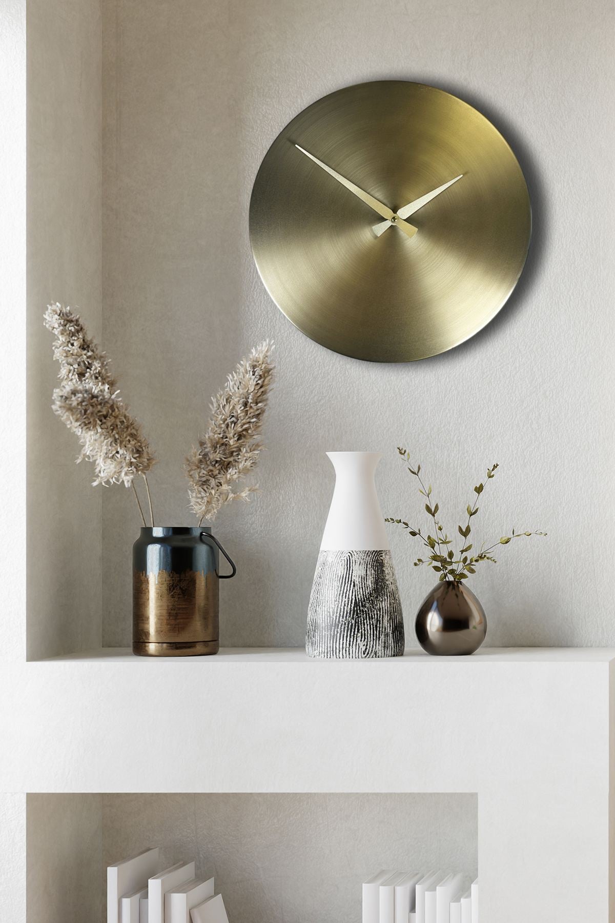 Relógio de Parede Decorativo Dourado 35x35 cm em Alumínio 100% com Mecanismo Silencioso – 35Sivmetsaat
