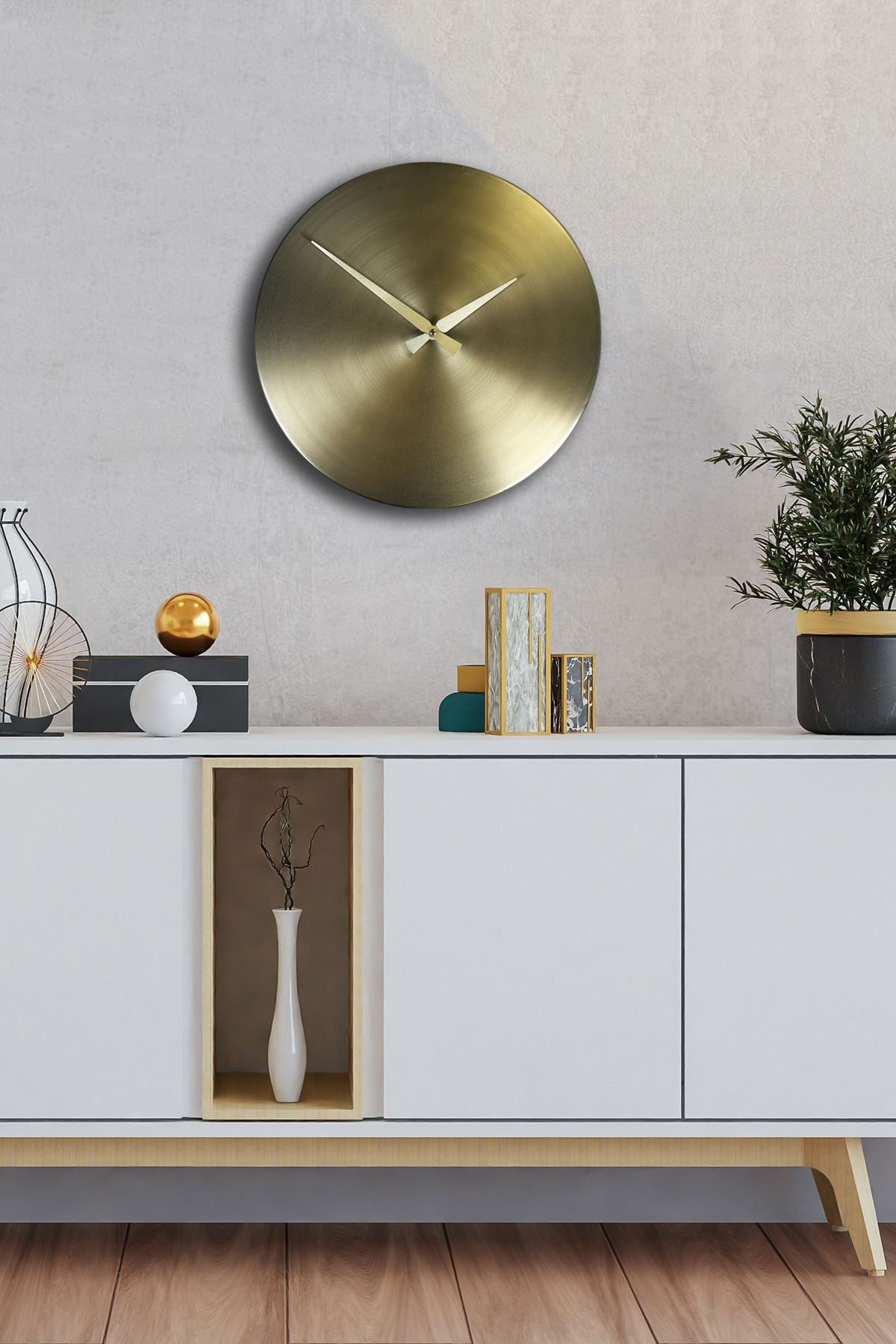 Relógio de Parede Decorativo Dourado 35x35 cm em Alumínio 100% com Mecanismo Silencioso – 35Sivmetsaat