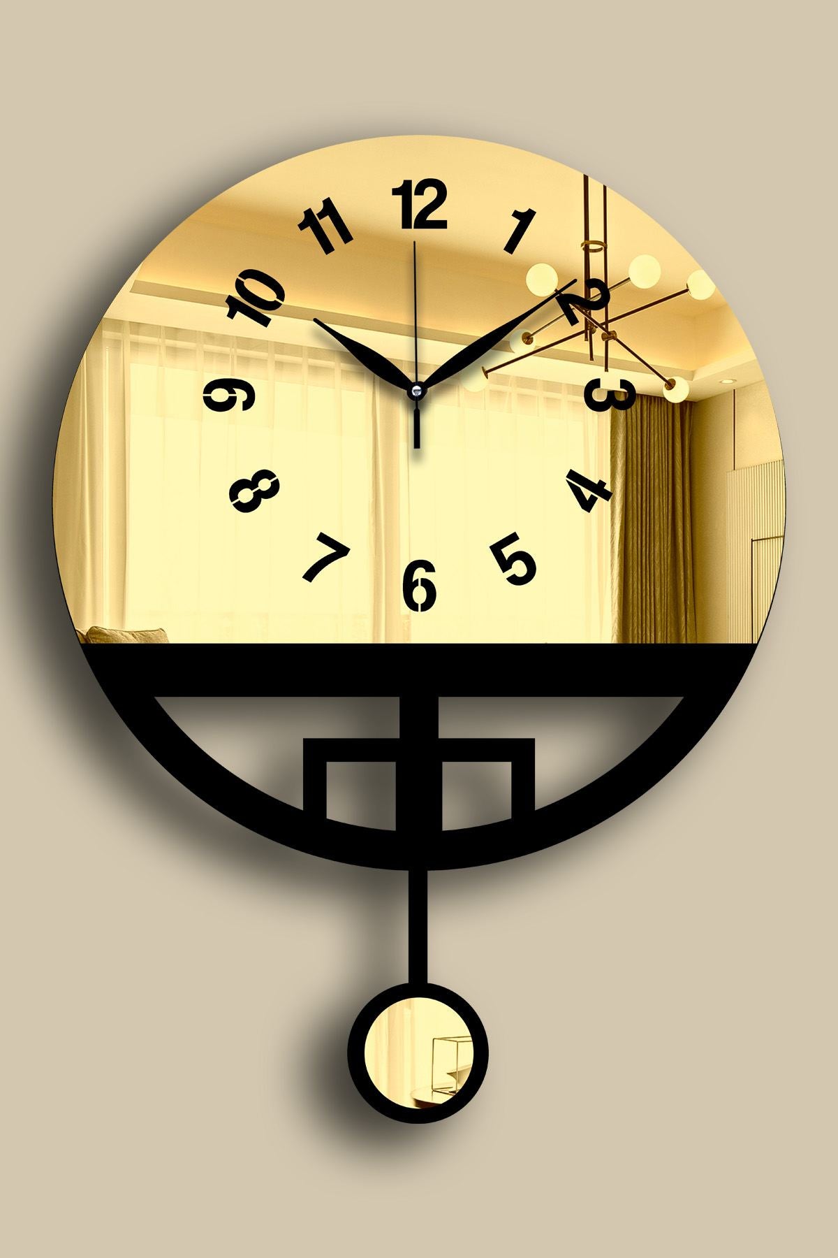 Relógio de Parede Decorativo Vlnt108Al – Dourado e Preto, MDF/Acrílico, Ø39 cm (39x50 cm), Espessura 3,6 mm, Tampa Acrílica