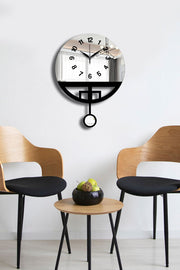 Relógio de Parede Decorativo Vlnt108Gu em MDF e Acrílico – Preto, Ø39 cm (39 x 50 cm), 3,6 mm, 0,500 kg