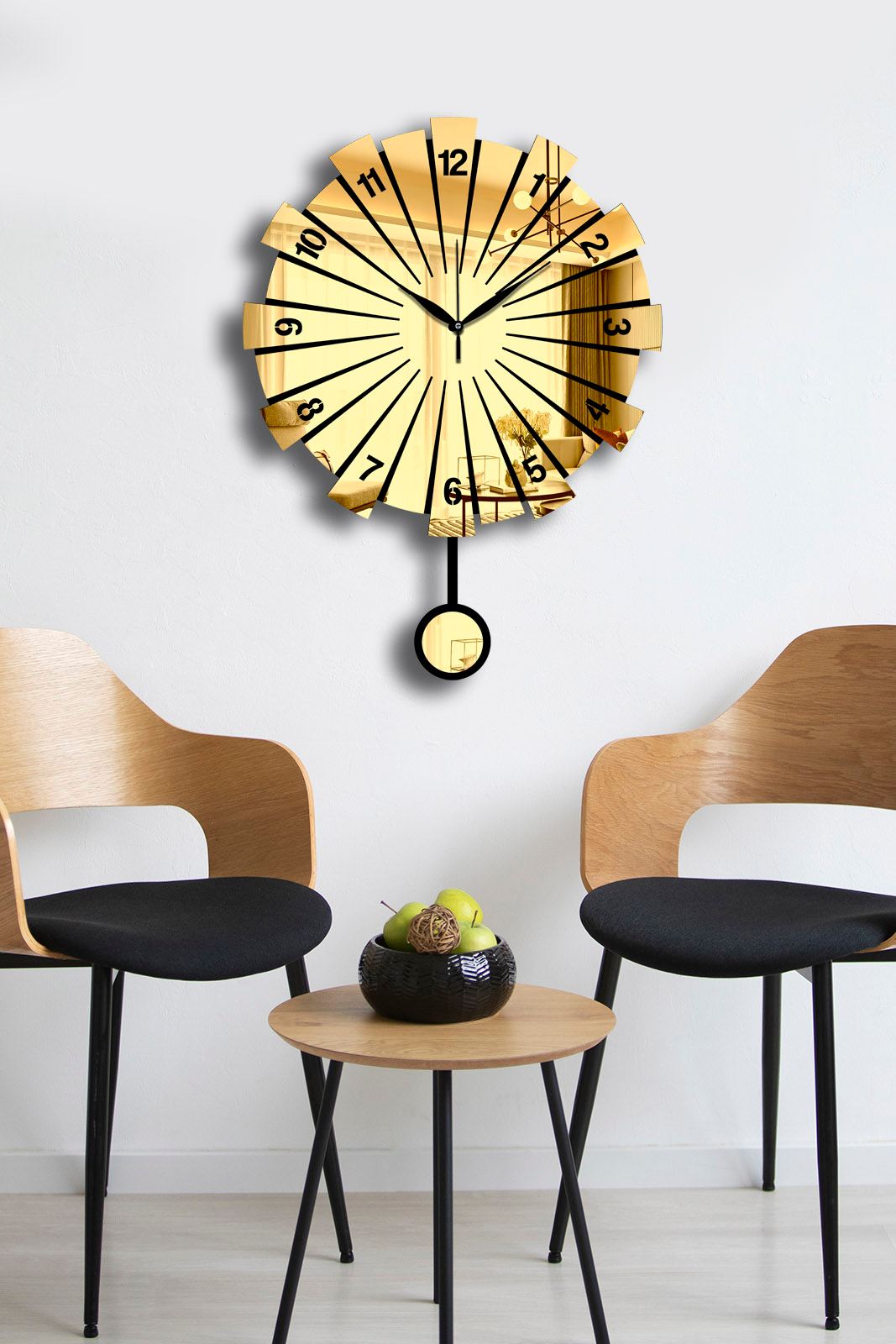 Relógio de Parede Decorativo Gold Vlnt111Al – 39 cm, MDF e Acrílico, Tampa Acrílica (Ref. 332CDC1121)