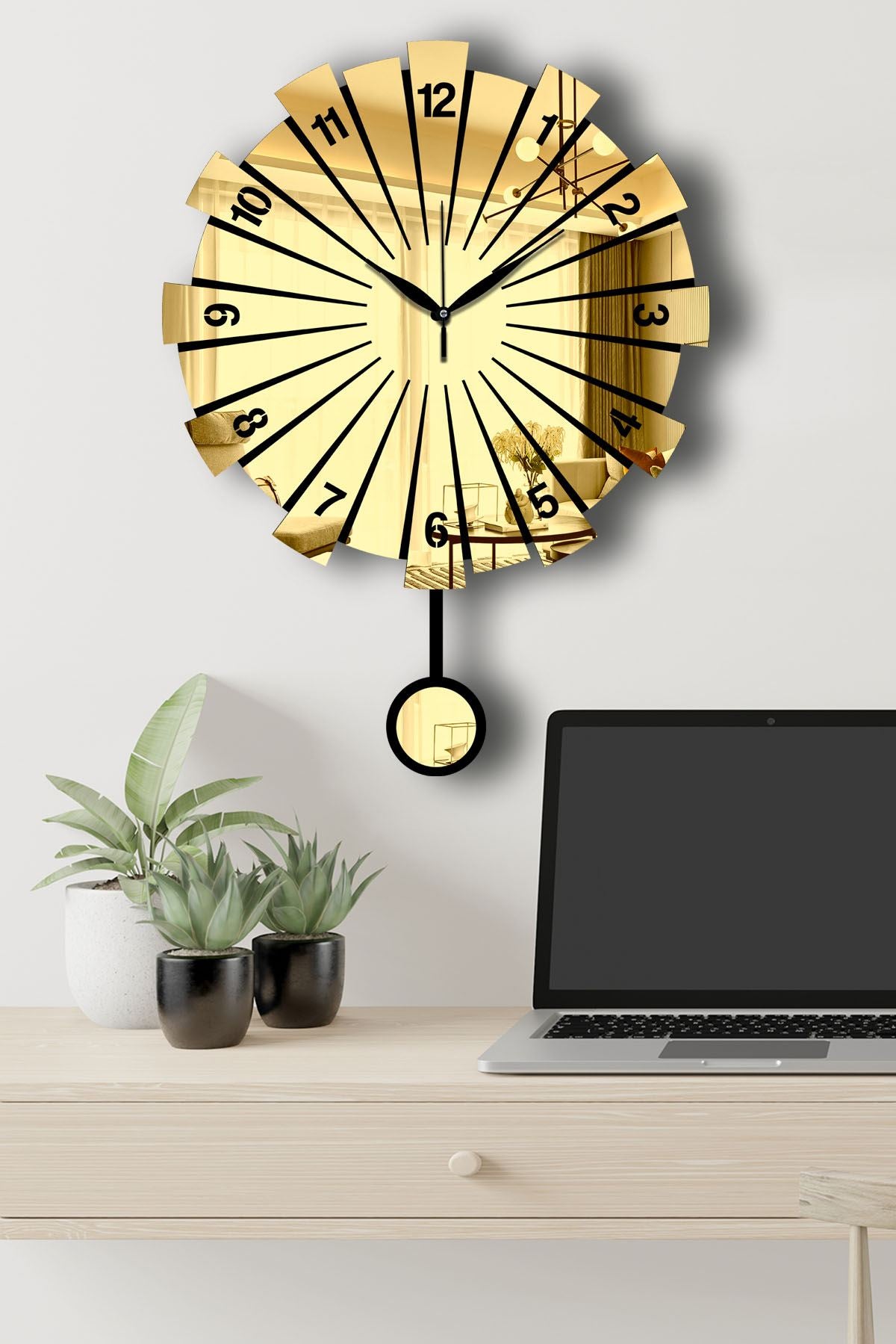 Relógio de Parede Decorativo Gold Vlnt111Al – 39 cm, MDF e Acrílico, Tampa Acrílica (Ref. 332CDC1121)