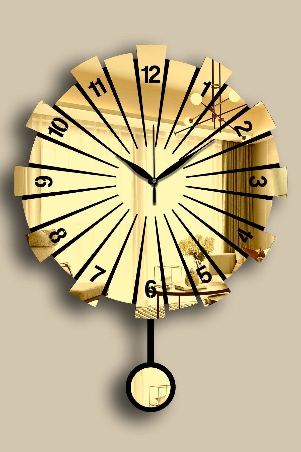 Relógio de Parede Decorativo Gold Vlnt111Al – 39 cm, MDF e Acrílico, Tampa Acrílica (Ref. 332CDC1121)