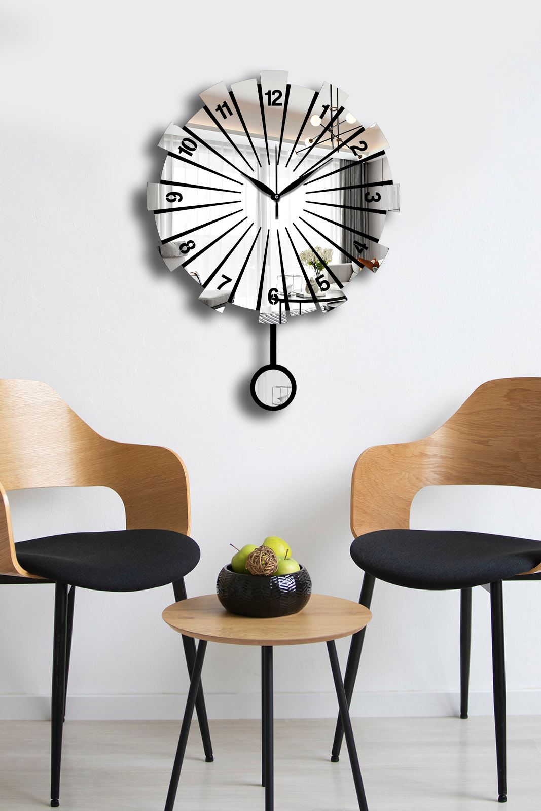 Relógio de Parede Decorativo Prateado 39 cm em MDF & Acrílico (Vlnt111Gu)