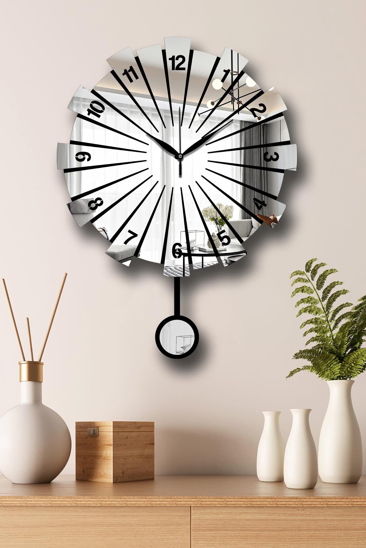 Relógio de Parede Decorativo Prateado 39 cm em MDF & Acrílico (Vlnt111Gu)