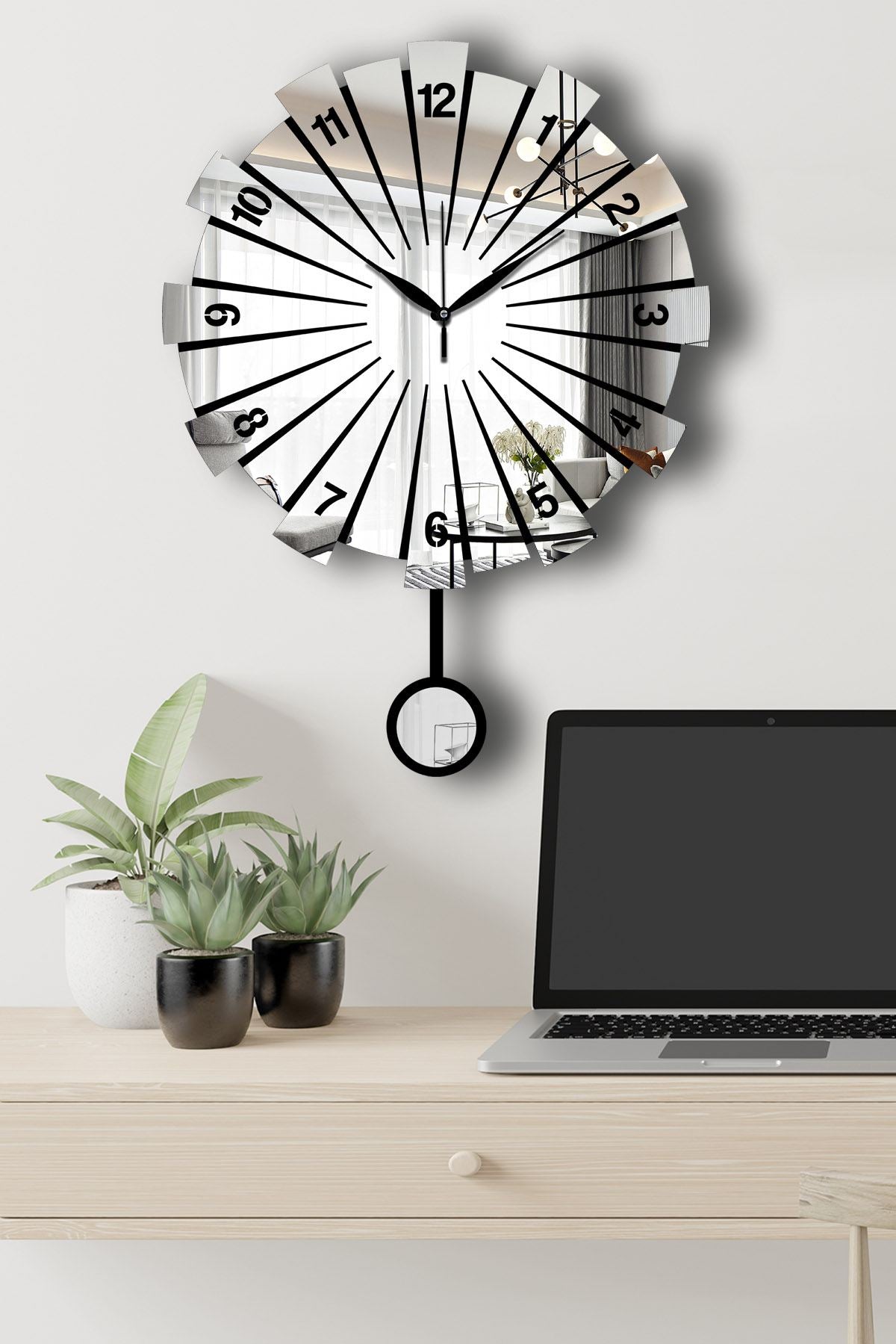 Relógio de Parede Decorativo Prateado 39 cm em MDF & Acrílico (Vlnt111Gu)