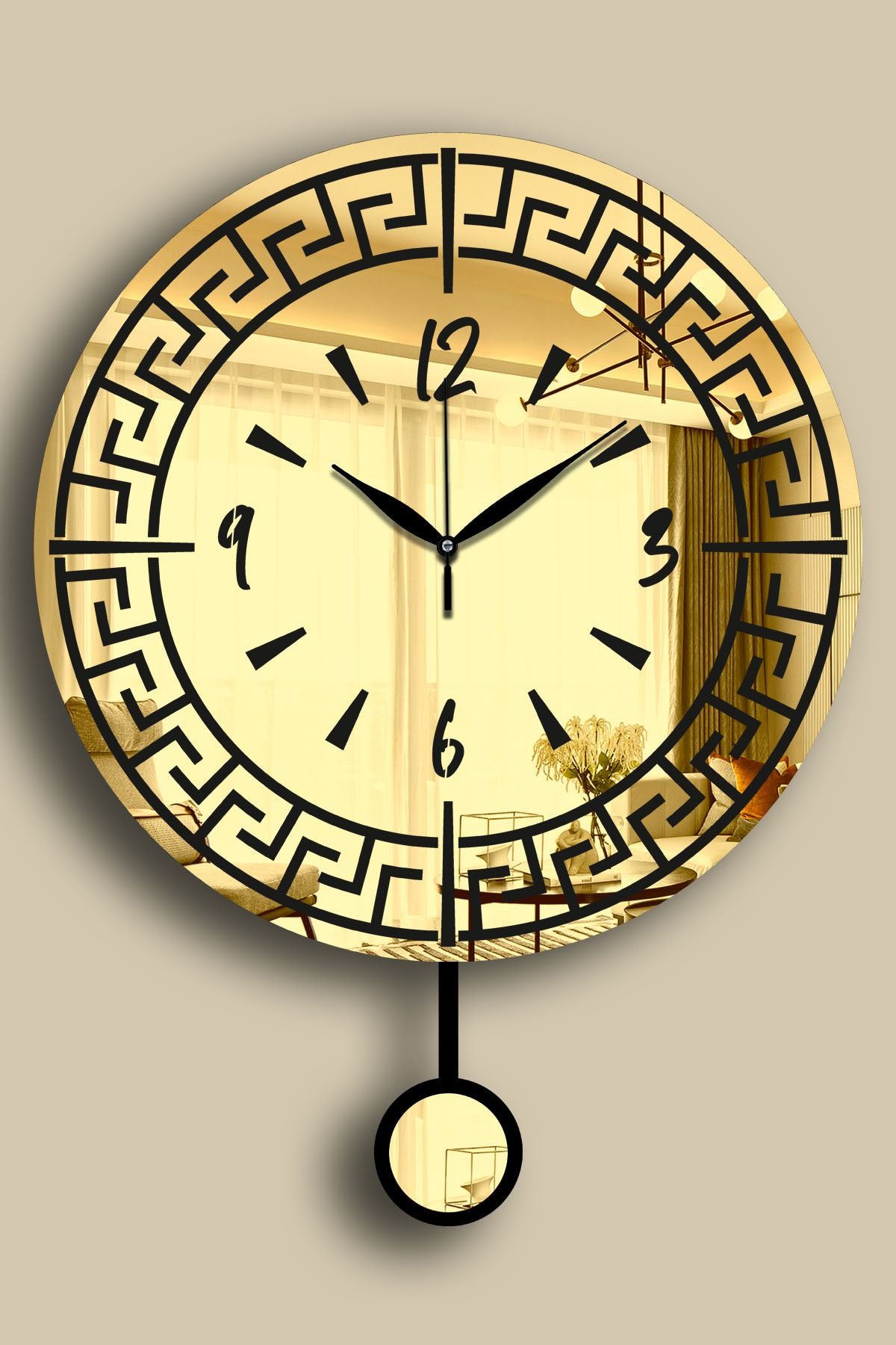 Relógio de Parede Decorativo Dourado em MDF e Acrílico 39x50 cm (Ø39 cm) – 3,6 mm, Leve 0,5 kg – Vlnt113Al