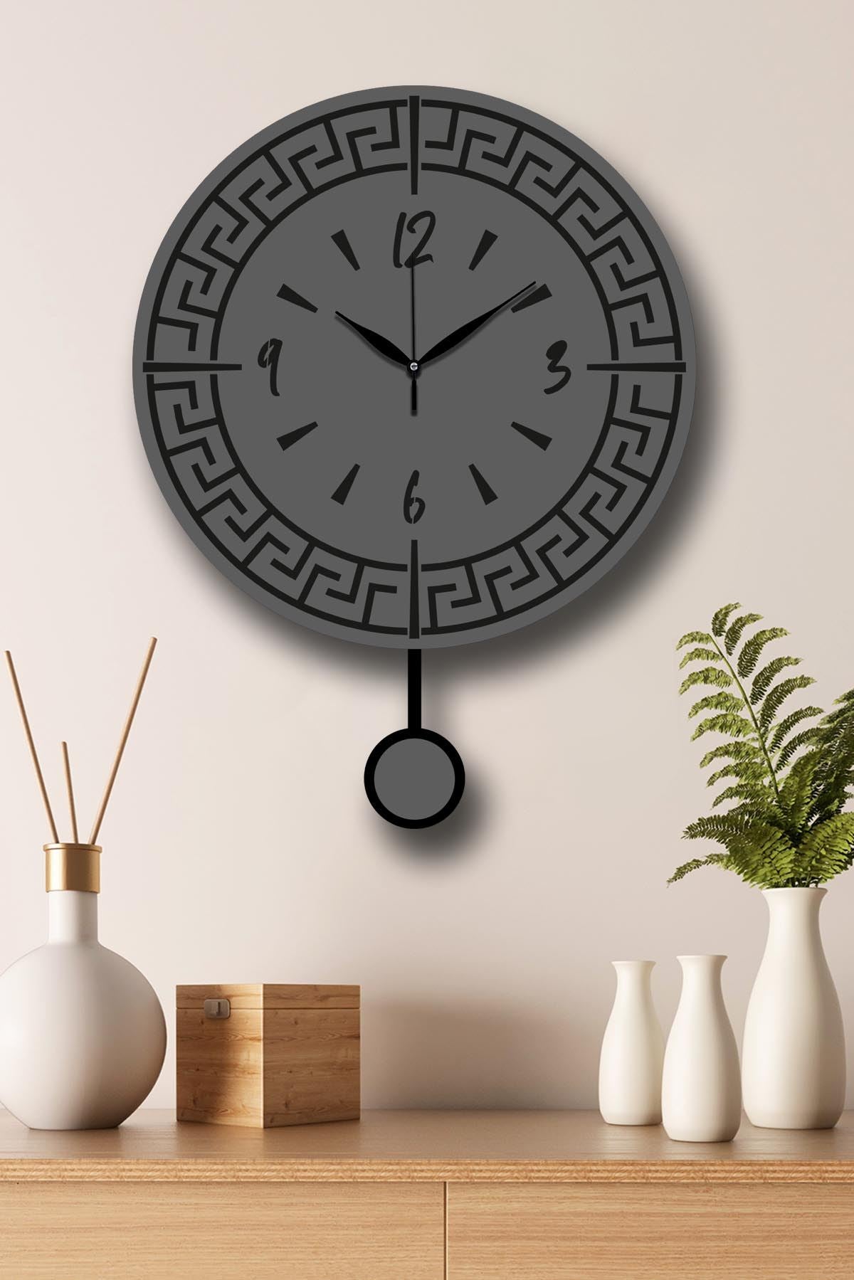 Relógio de Parede Decorativo Vlnt113Ant em MDF 100% – Antracite, 39 cm