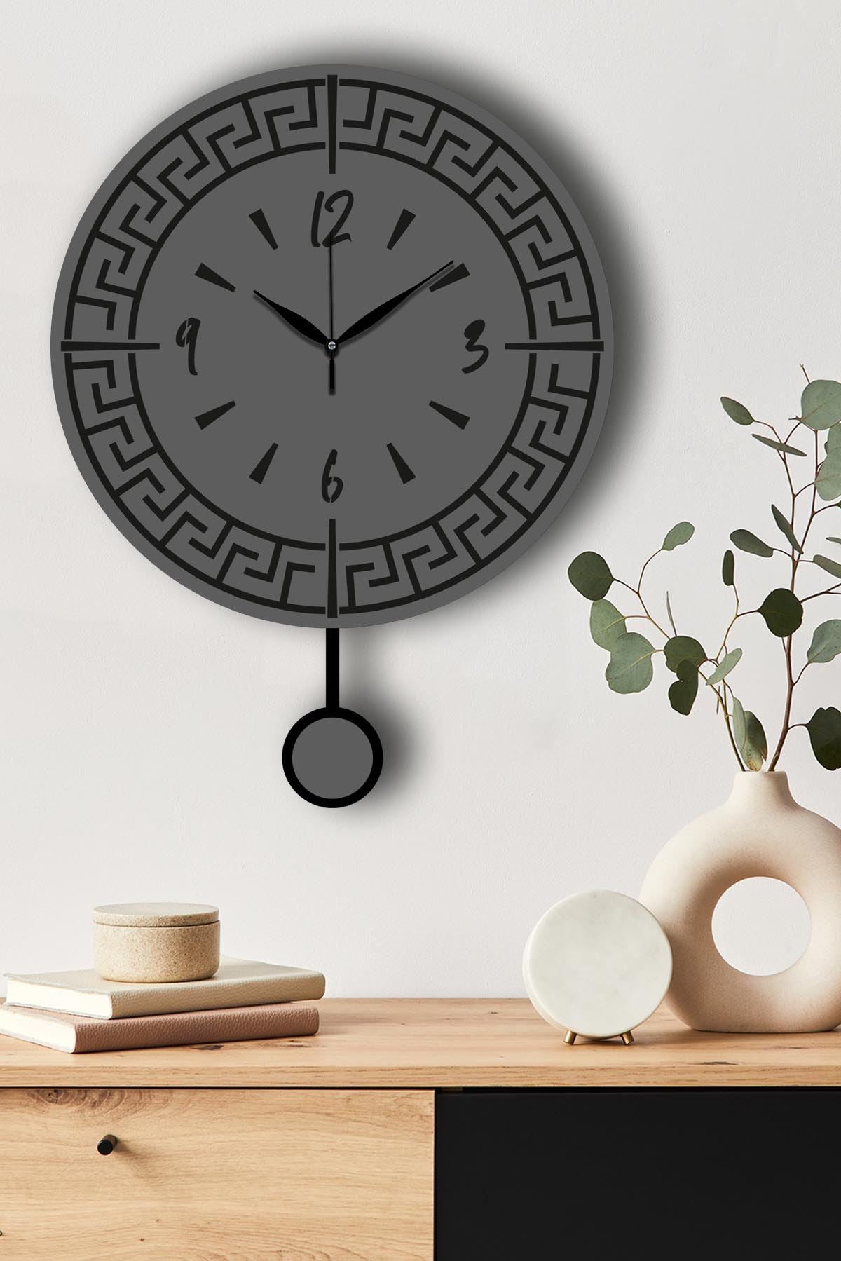 Relógio de Parede Decorativo Vlnt113Ant em MDF 100% – Antracite, 39 cm