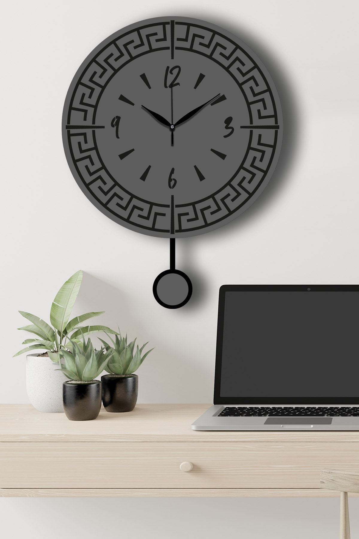 Relógio de Parede Decorativo Vlnt113Ant em MDF 100% – Antracite, 39 cm
