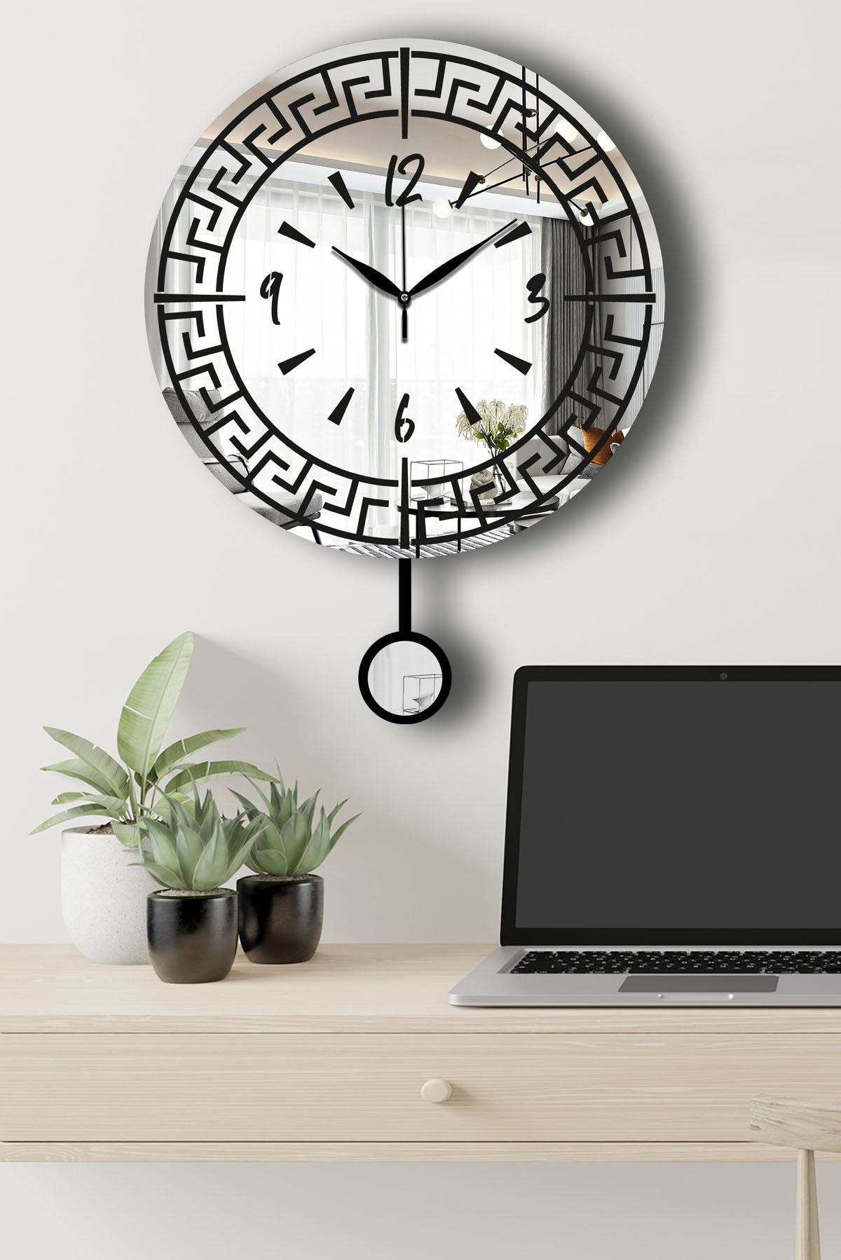 Relógio de Parede Decorativo Prateado em MDF/Acrílico, Ø39 cm — Vlnt113Gu