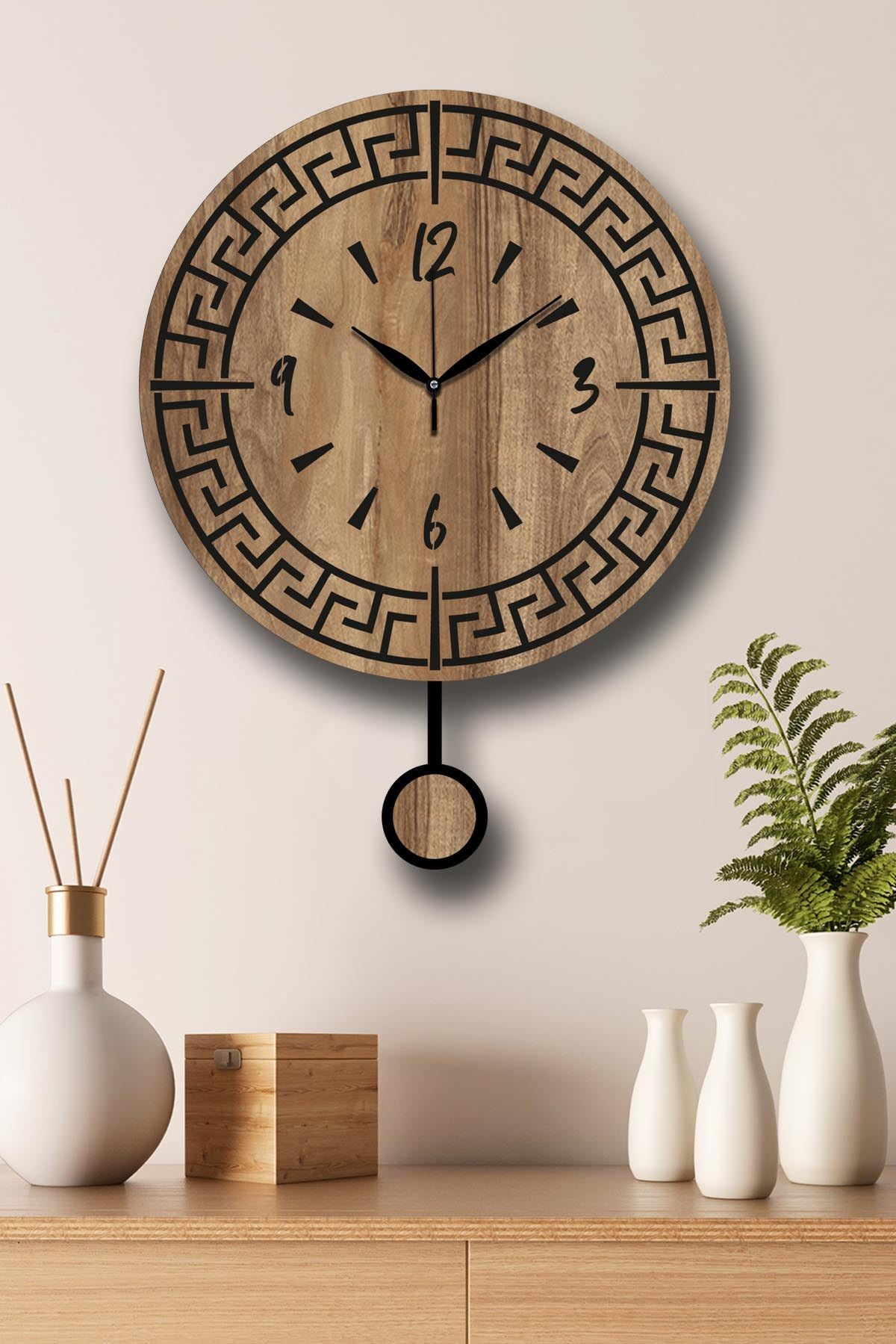 Relógio de Parede Decorativo MDF 39 cm – Cor Nogueira | Vlnt113Mo