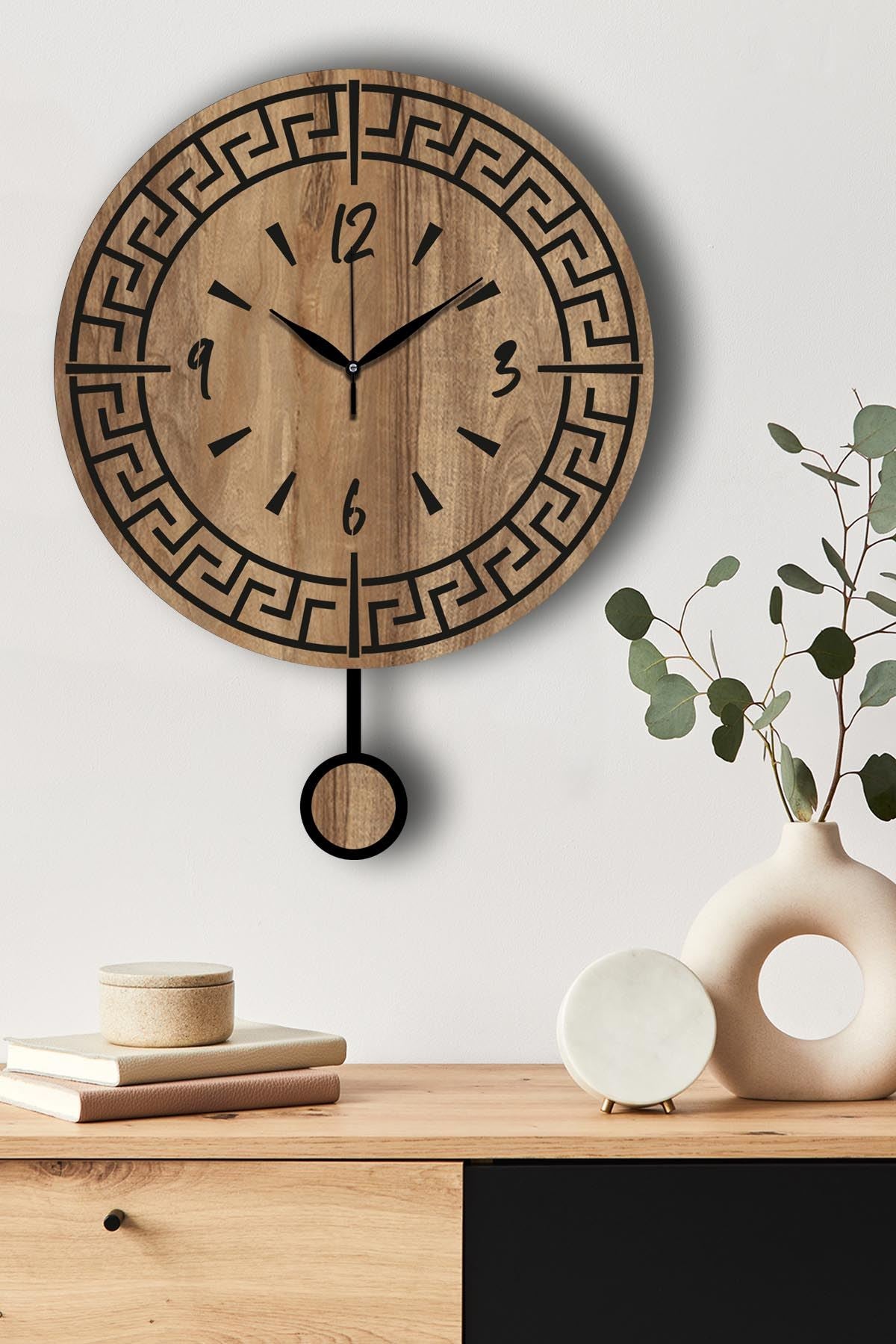 Relógio de Parede Decorativo MDF 39 cm – Cor Nogueira | Vlnt113Mo