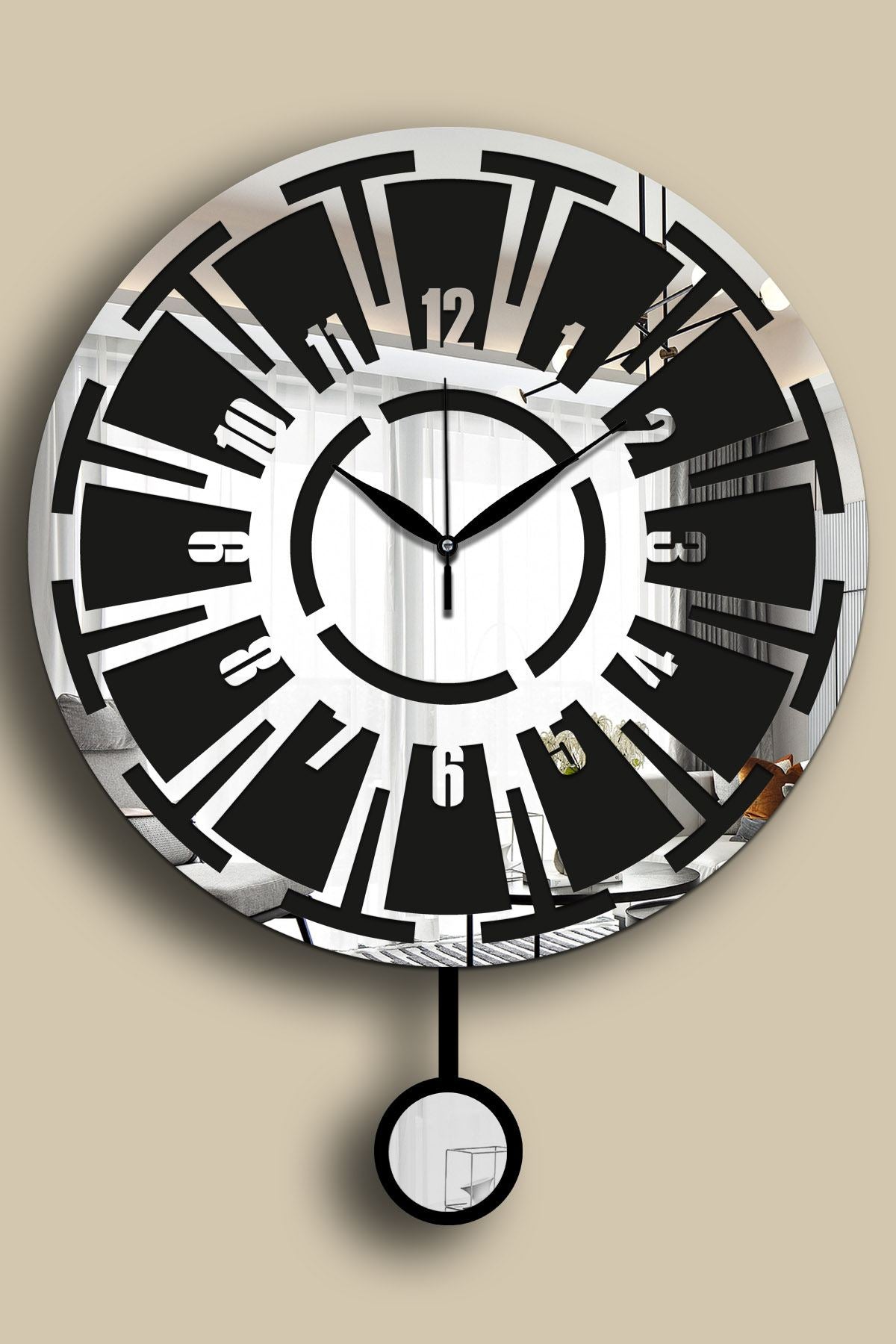 Relógio de Parede Decorativo Vlnt114Gu, Prateado/Preto, MDF, Ø39 cm, Tampa em Acrílico (39 x 50 cm)