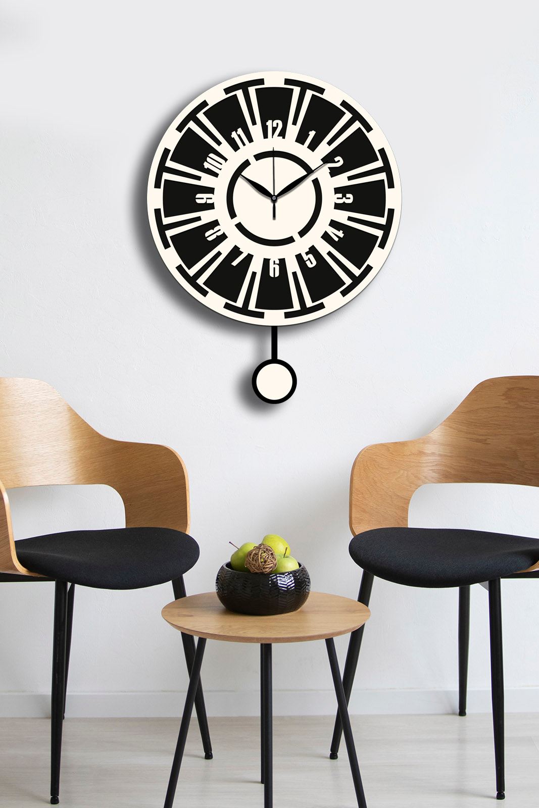 Relógio de Parede Decorativo em MDF 39 cm – Creme e Preto – Vlnt114Kr (332CDC1131)