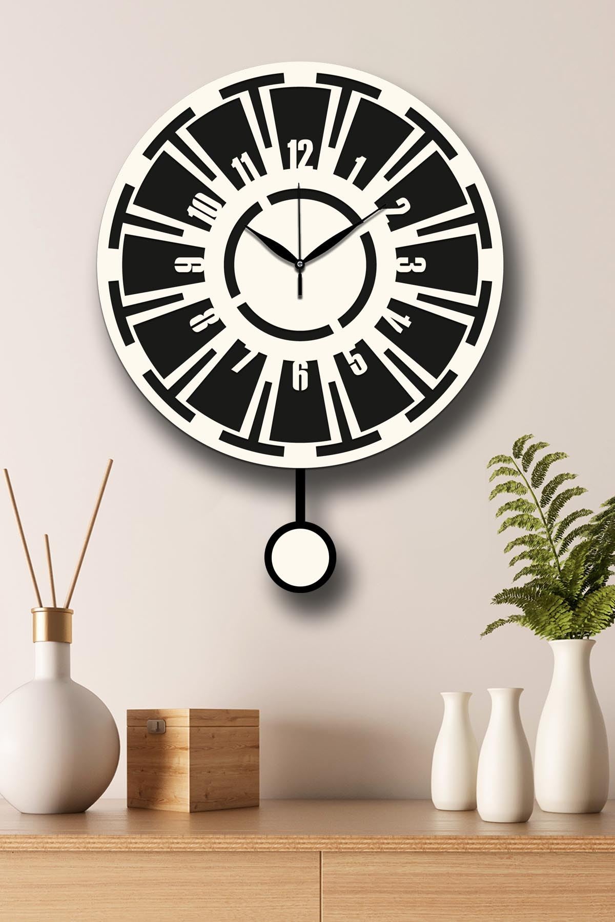 Relógio de Parede Decorativo em MDF 39 cm – Creme e Preto – Vlnt114Kr (332CDC1131)