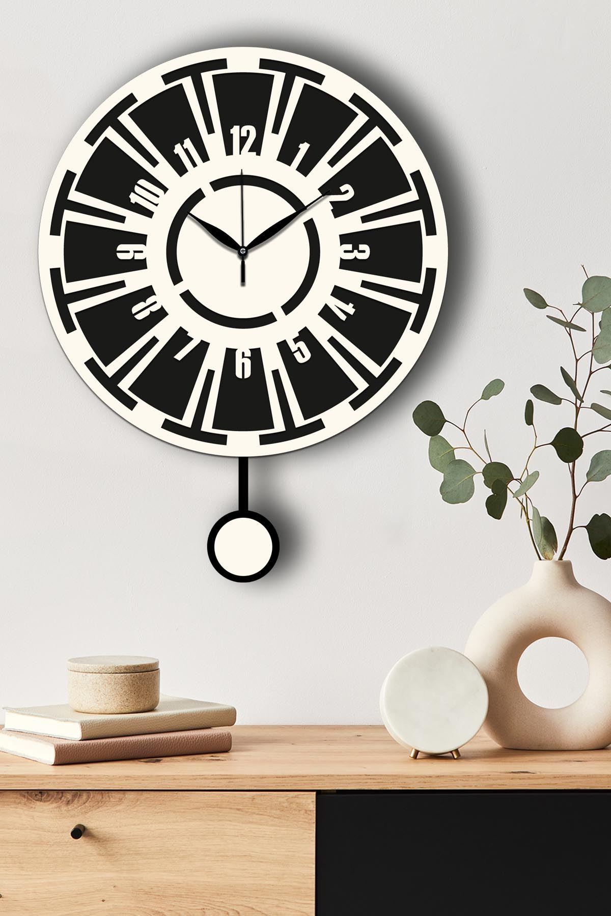 Relógio de Parede Decorativo em MDF 39 cm – Creme e Preto – Vlnt114Kr (332CDC1131)