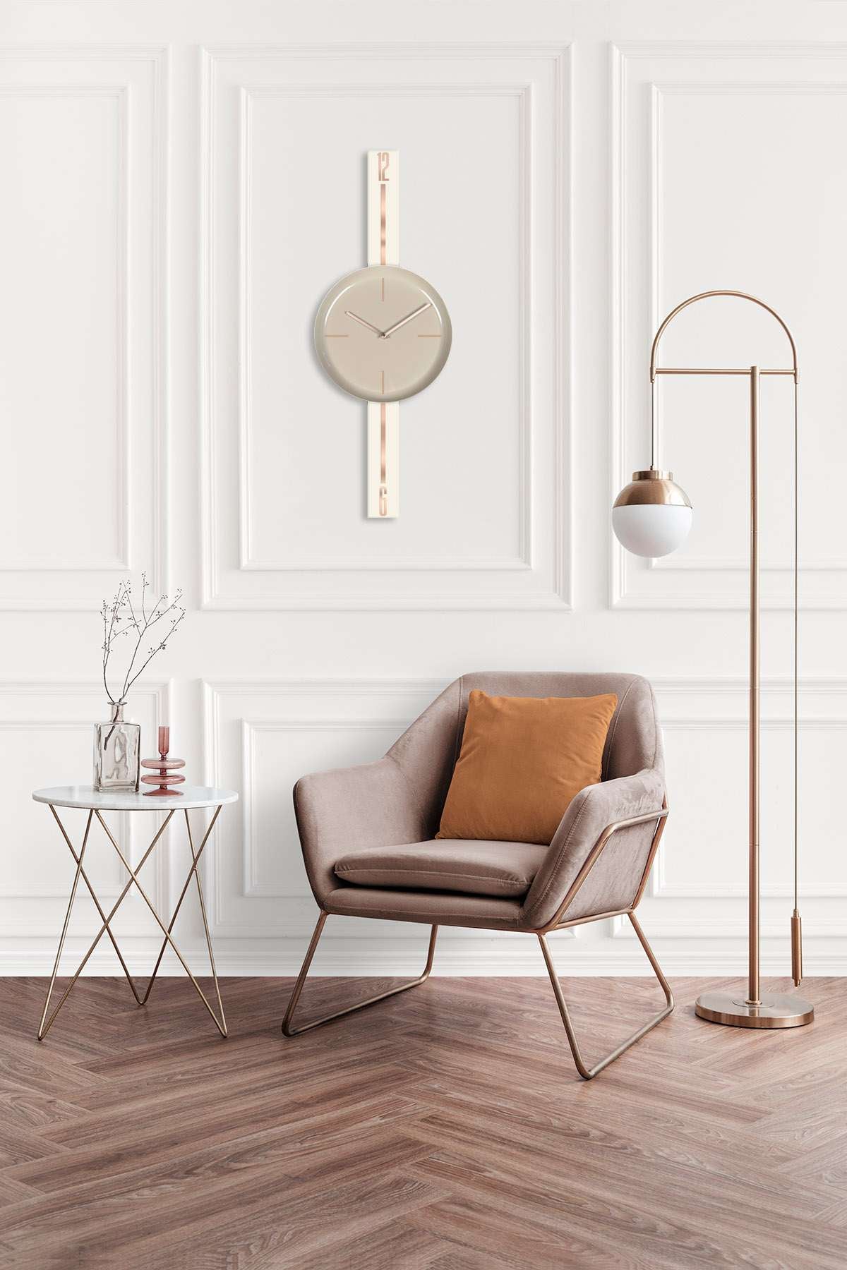 Relógio de Parede Decorativo em Aço (100%), Ø30 cm, Creme Cappuccino – Vlnt103Krcp | 332CDC1133