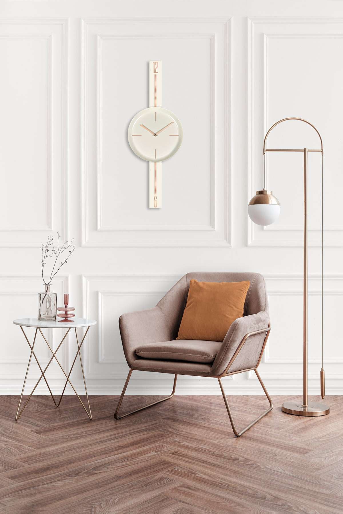 Relógio de Parede Decorativo em Aço 100% – Creme, Ø30 cm – Vlnt103Krkr