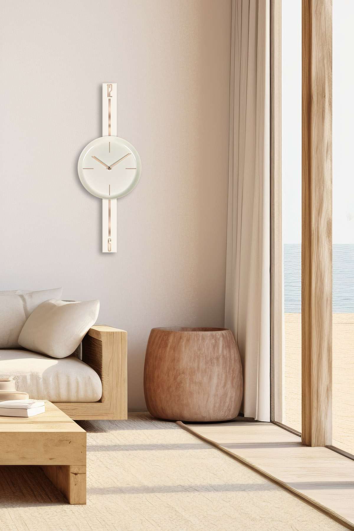 Relógio de Parede Decorativo em Aço 100% – Creme, Ø30 cm – Vlnt103Krkr
