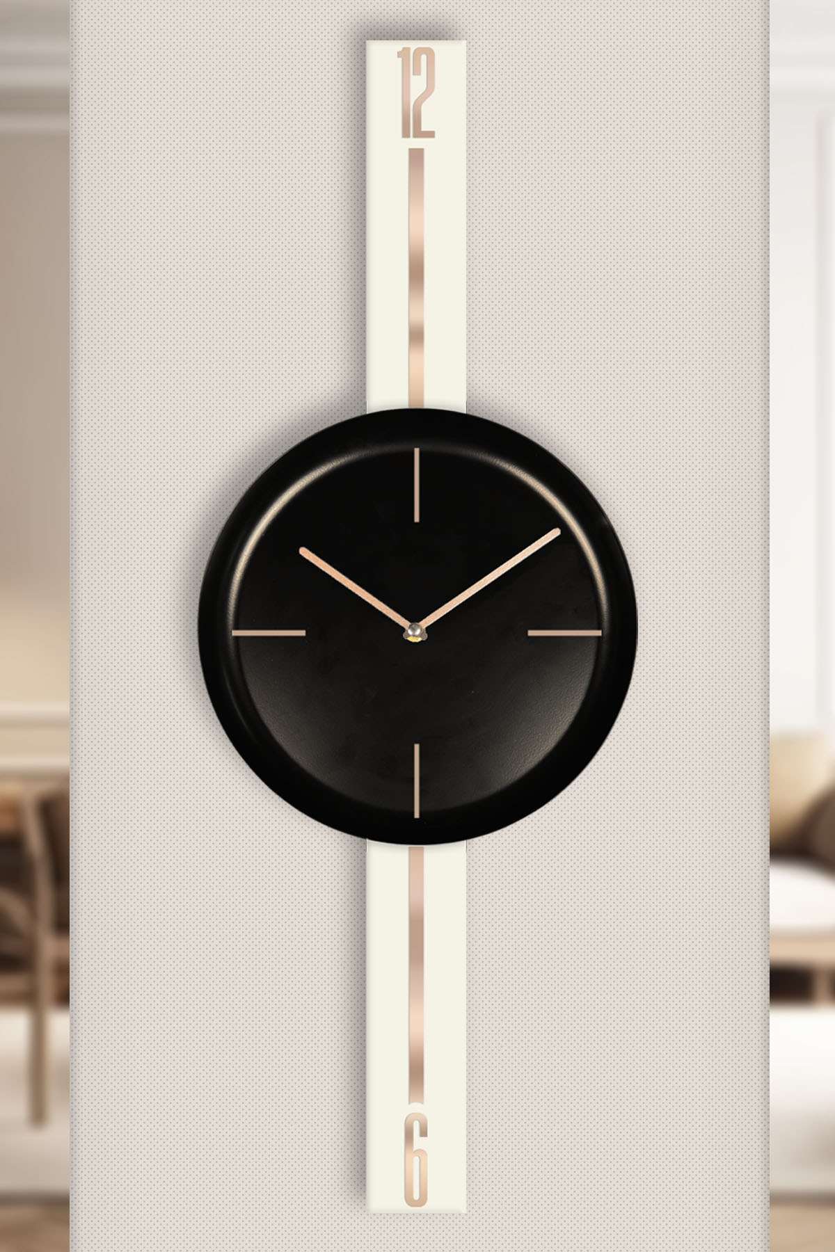 Relógio de Parede Decorativo em Aço 100% 30 cm – Creme e Preto | Vlnt103Krsyh